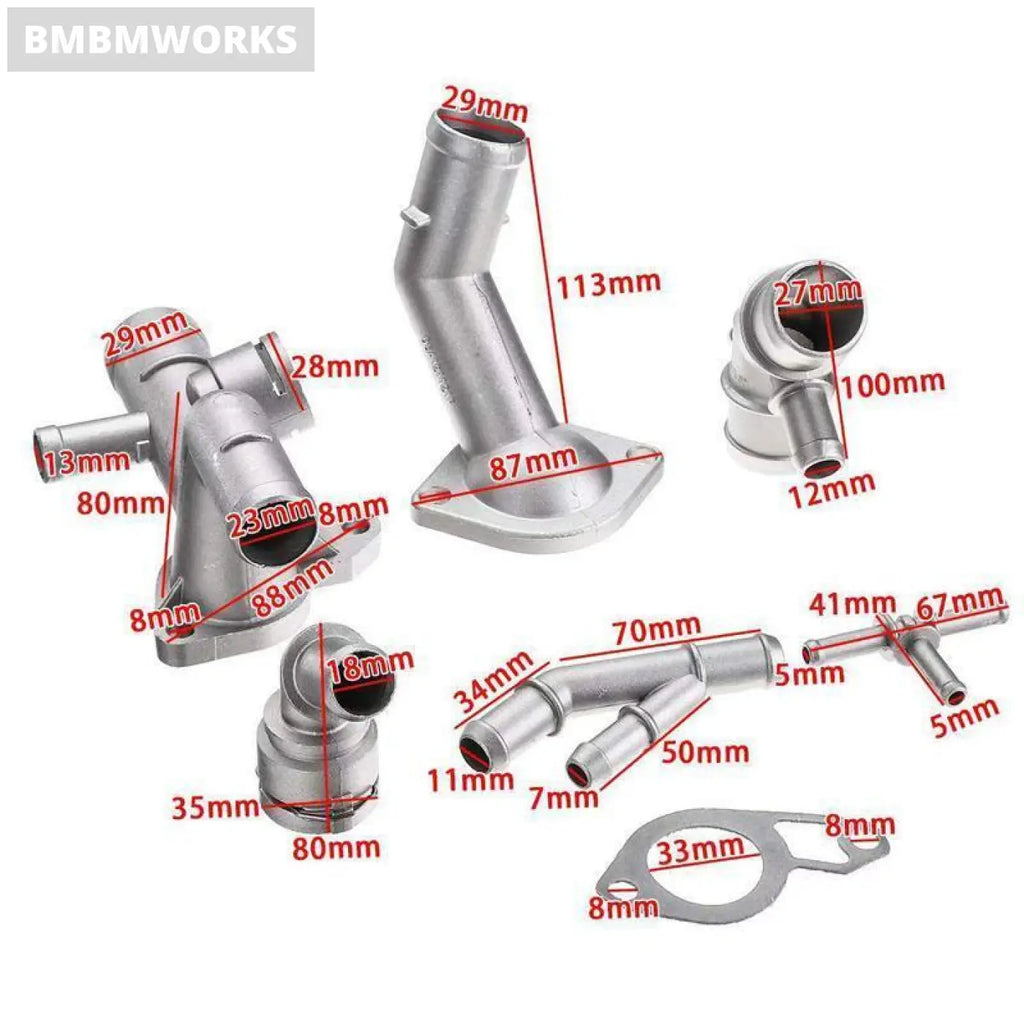 6Pcs Aluminum Coolant Flange Upgrade Kit Vw Golf Mk4 For Jetta Gti 1.8T 2000-05