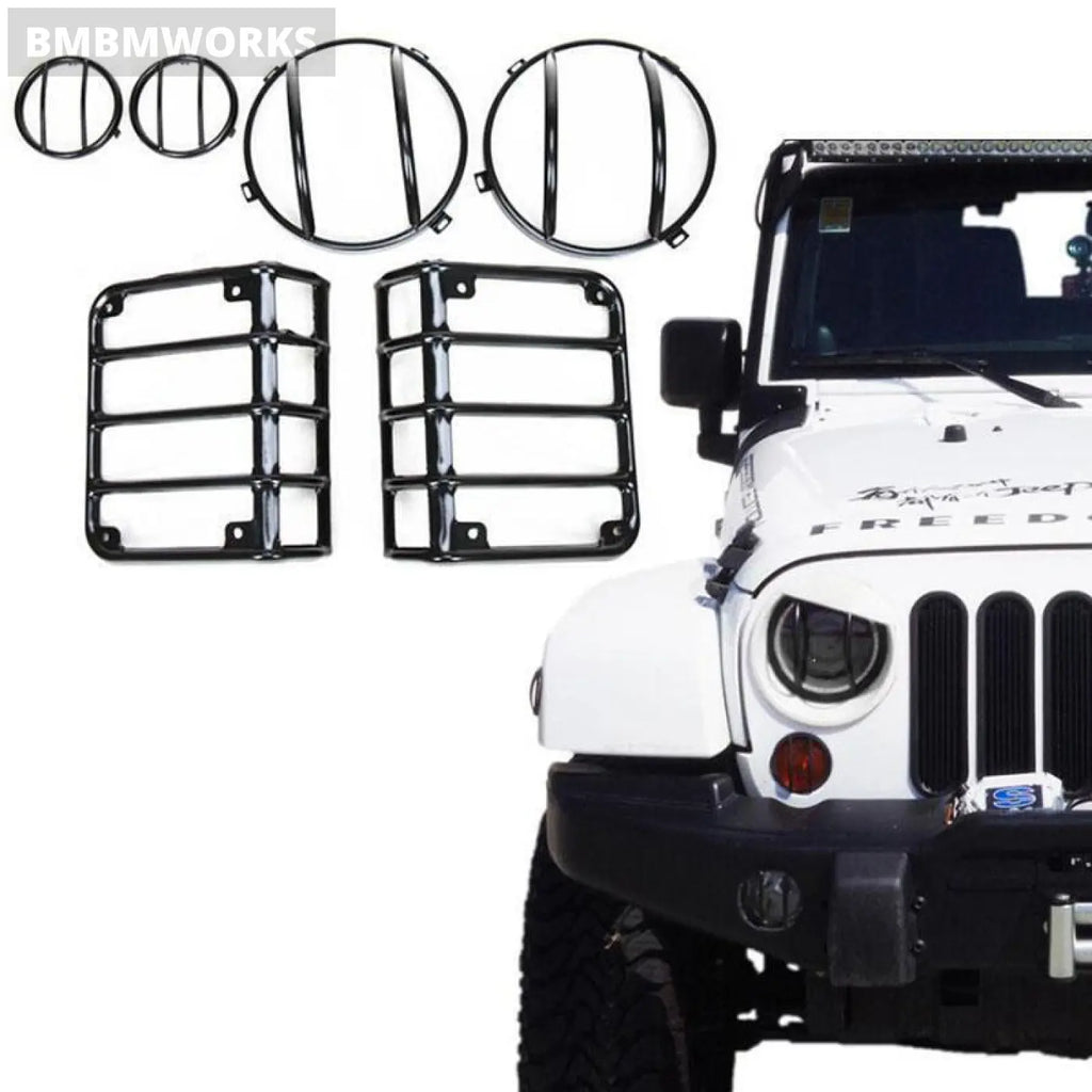 6Pcs Black Light Guard Rear Tail Lamp Covers Kit Jeep Wrangler Jk 2007-2017
