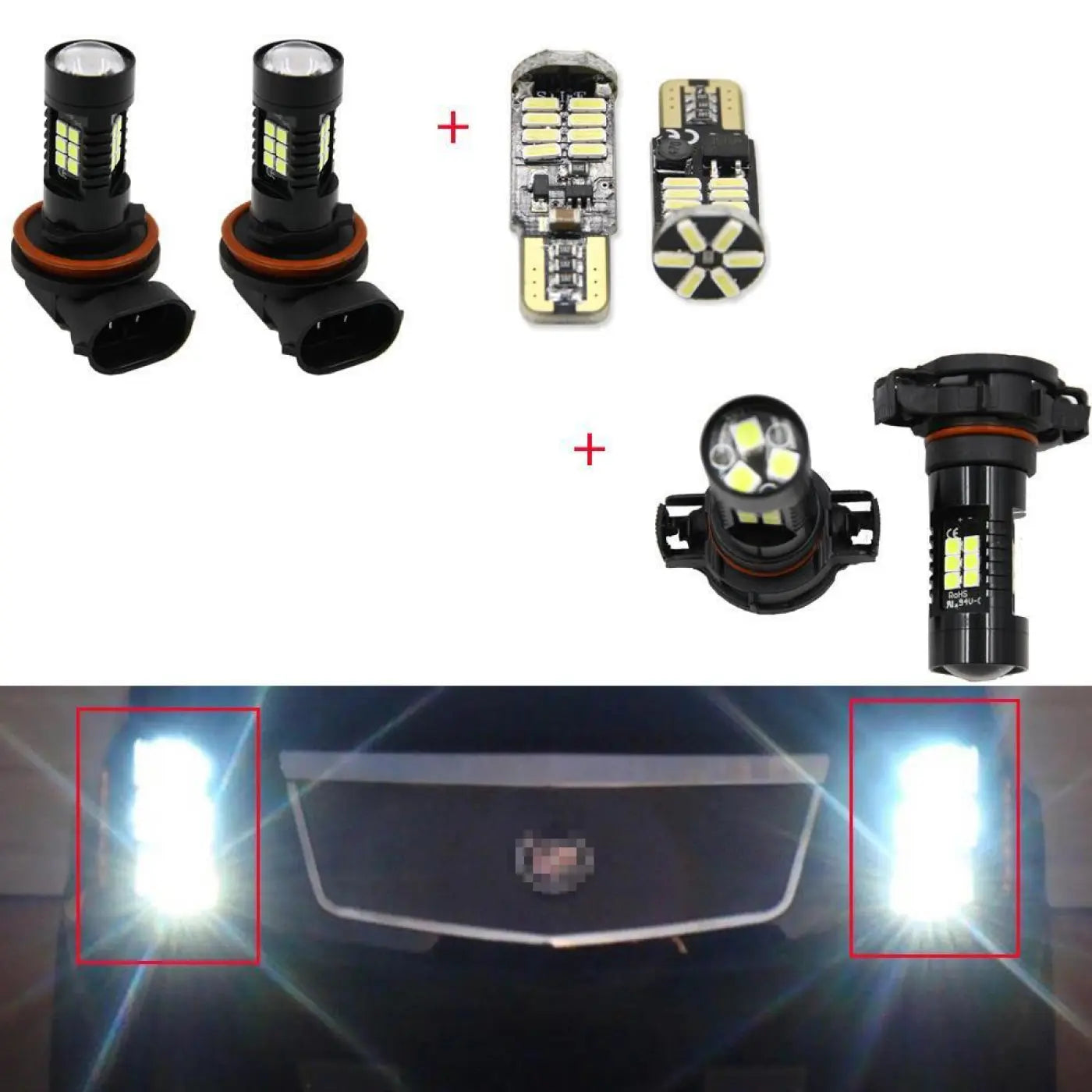 6Pcs White Led Fog Driving Drl Light Bulbs Combo Cadillac Escalade 2007-2014