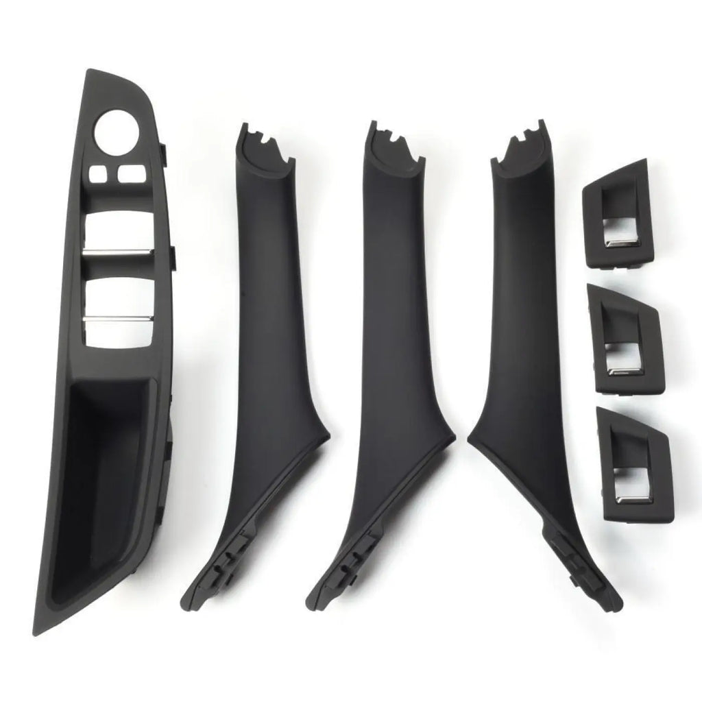 7Pcs Bmw 5 F10 F11 F18 Lhd 2010-2016 Black Full Interior Door Handle Trim Set