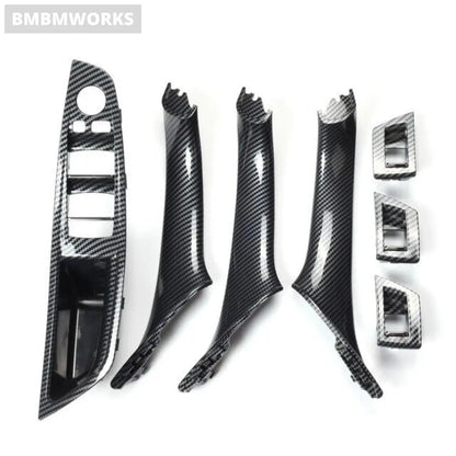 7Pcs Bmw 5 F10 F11 F18 Lhd Carbon Fiber Full Interior Door Handle Trim Set