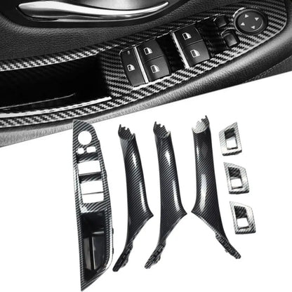 7Pcs Bmw 5 F10 F11 F18 Lhd Carbon Fiber Full Interior Door Handle Trim Set