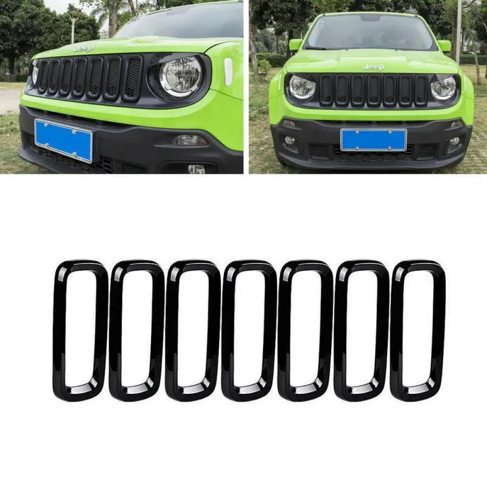 7Pcs/Set Front Grill Cover Trim Frame Jeep Renegade 2015-2018