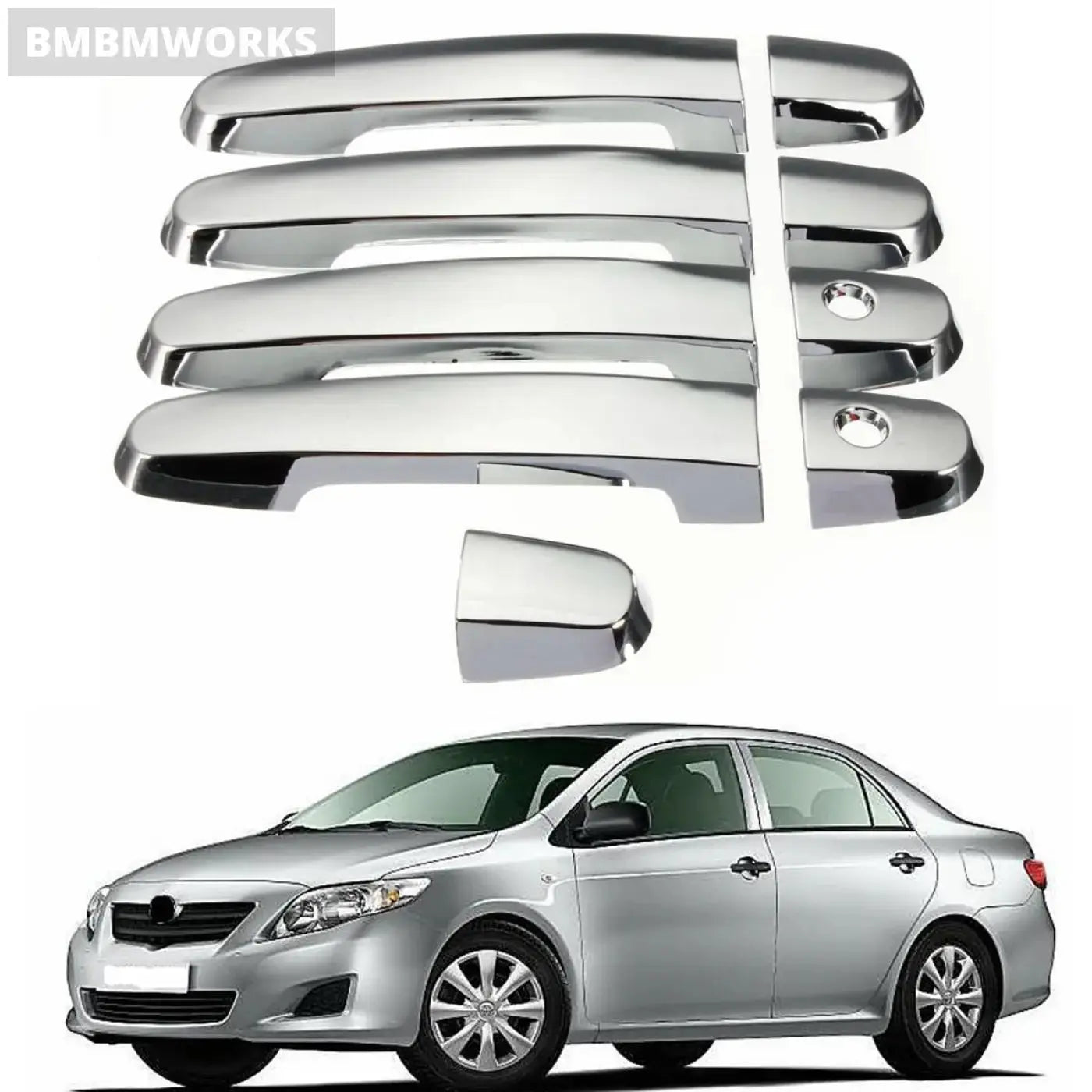9Pcs Chrome Door Handle Covers Toyota Camry Rav4 Yaris Corolla 2003-2011