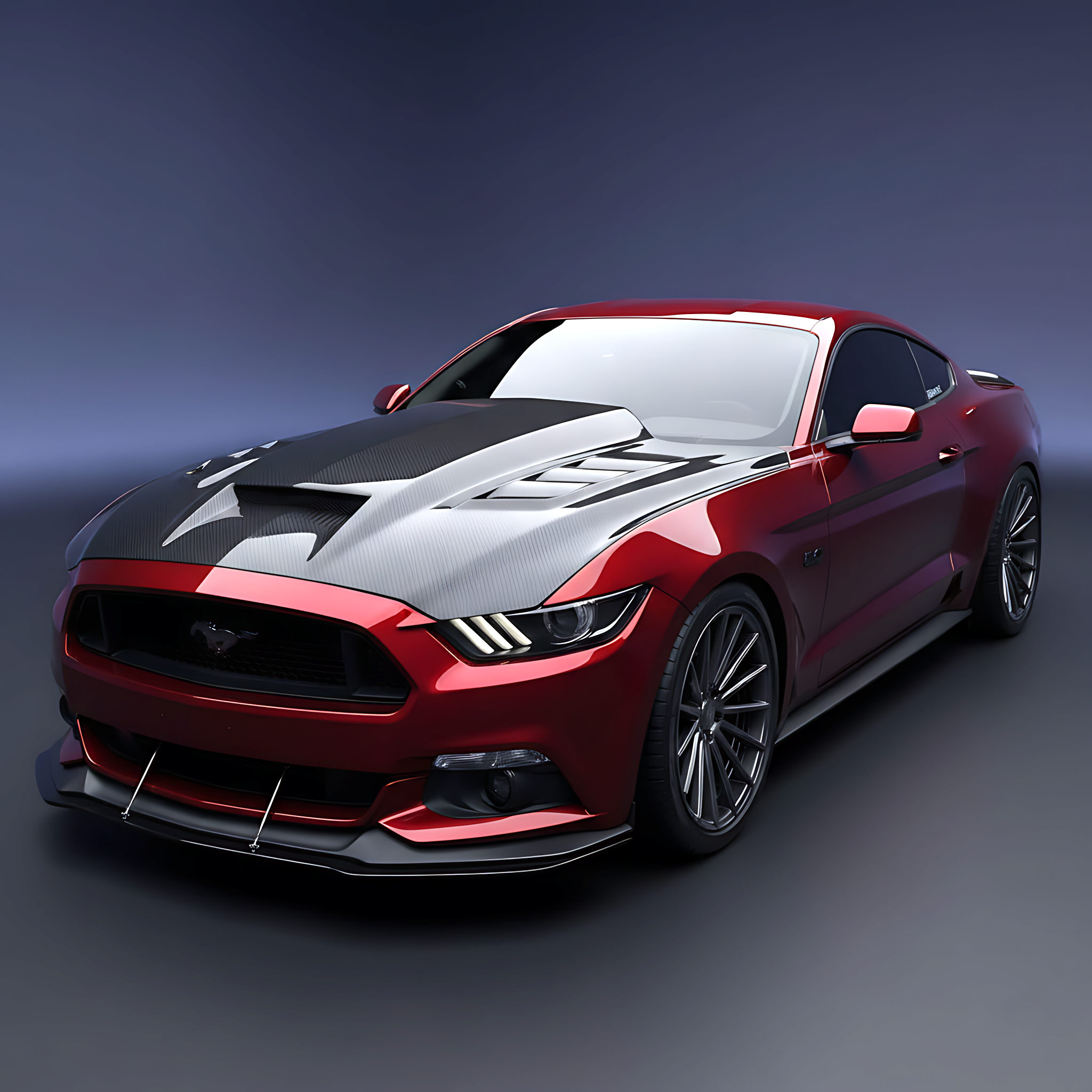 Ford Mustang 2015–2017 TF Style Hood - Carbon Fiber / Forged Carbon / FRP Engine Cover For Ford Mustang 2015-2017
