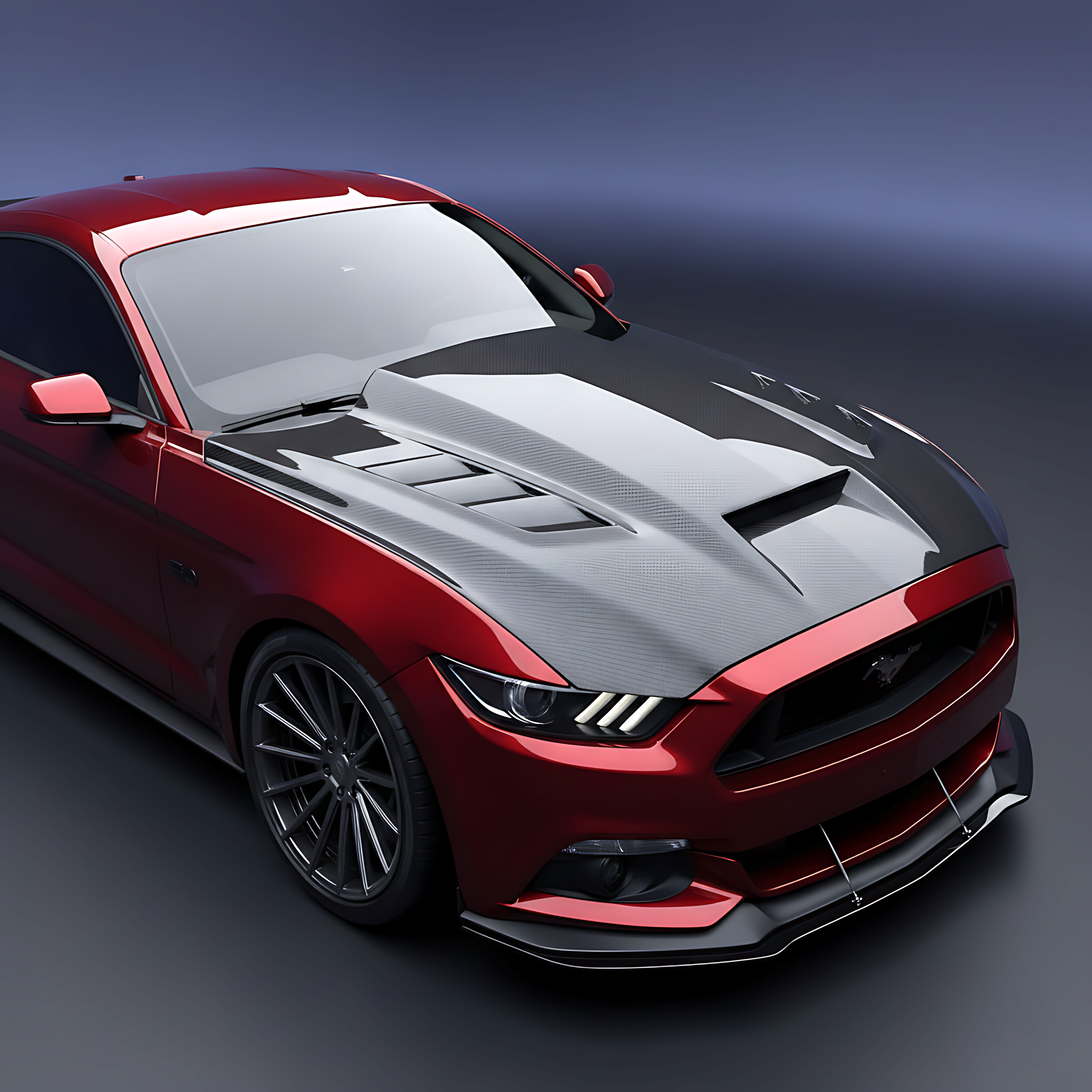 Ford Mustang 2015–2017 TF Style Hood - Carbon Fiber / Forged Carbon / FRP Engine Cover For Ford Mustang 2015-2017