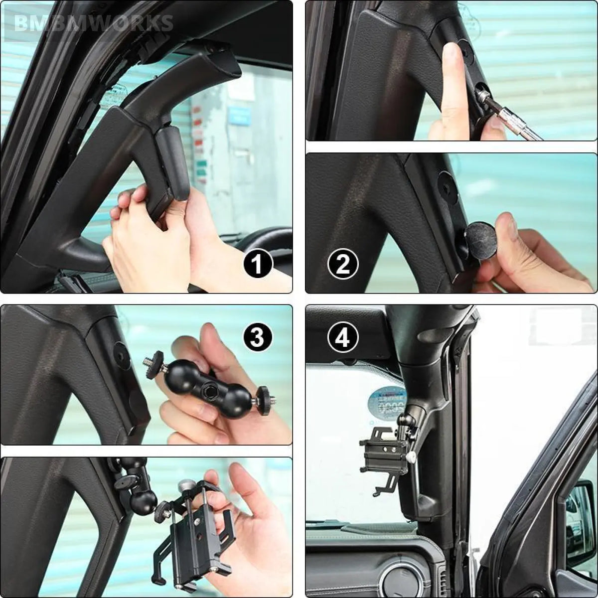 Adjustable Anti-Shake Mobile Phone Holder Jeep Wrangler Jl Gladiator Jt 2018+