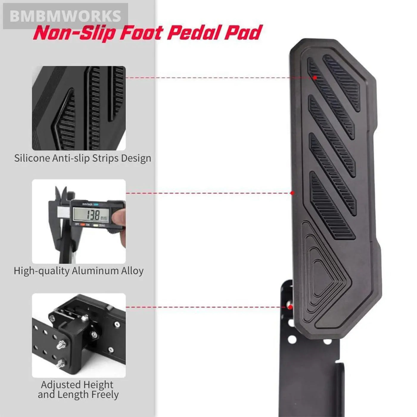 Adjustable Dead Pedal Driver Foot Rest 2018-2022 Jeep Wrangler Jl Jlu 4Xe