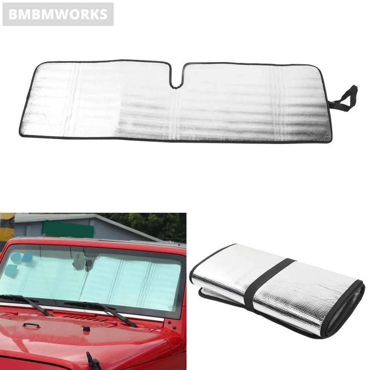 Anti Uv Ray Windshield Sun Visor Protector Cover Jeep Wrangler Tj Jk 1997-2017