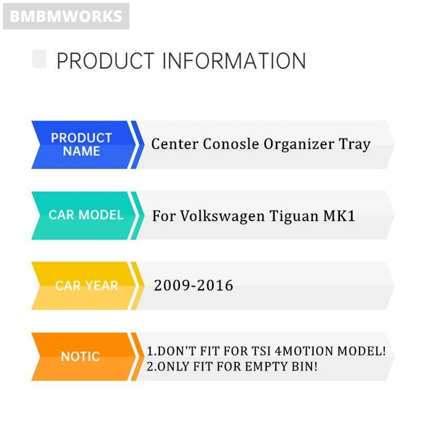 Armrest Secondary Center Storage Case Organizer Volkswagen Vw Tiguan Mk1 2009-16