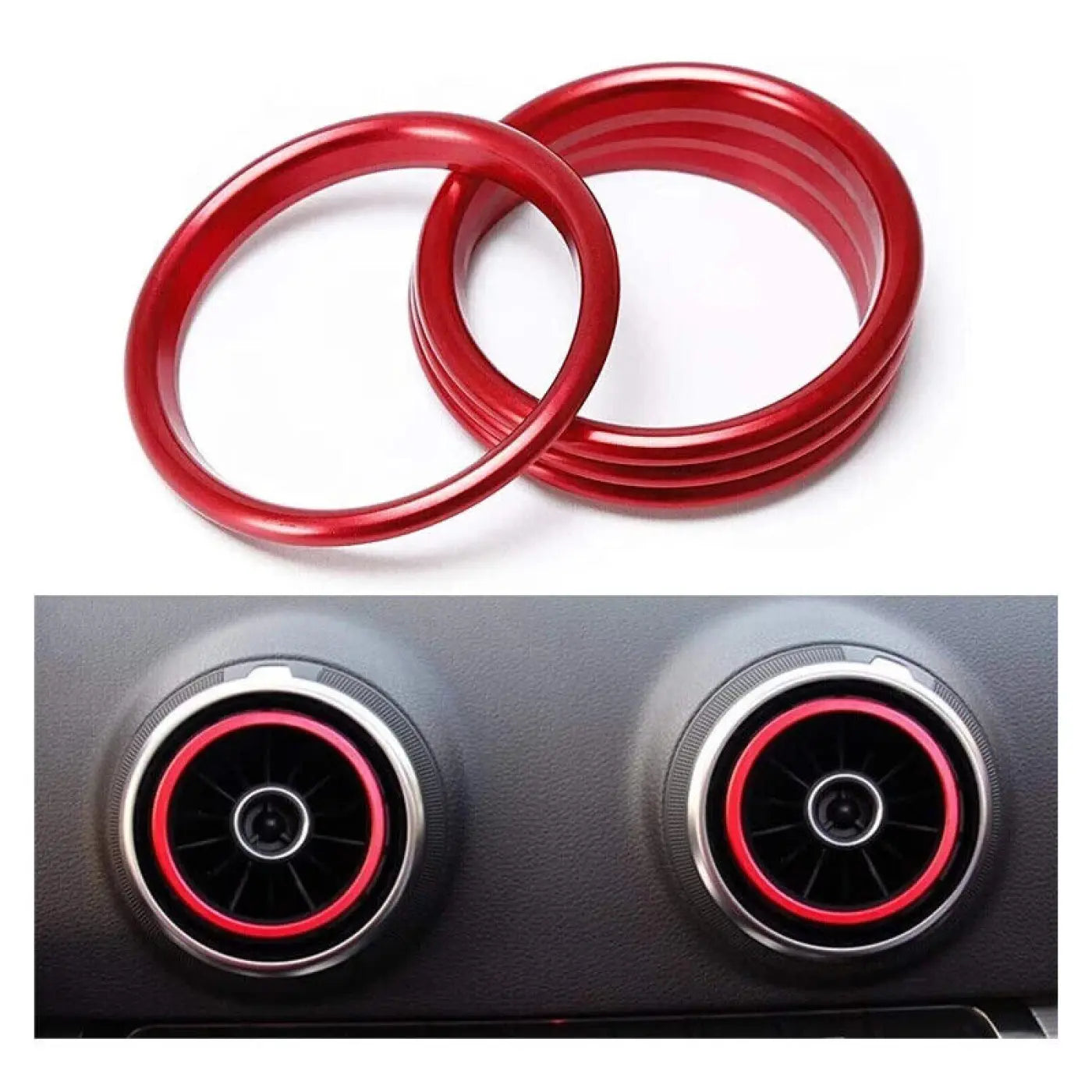 Audi A3 S3 8V Heater Air Vent A/C Ring Trim Surround Red 2013-2019 Pack Of 4
