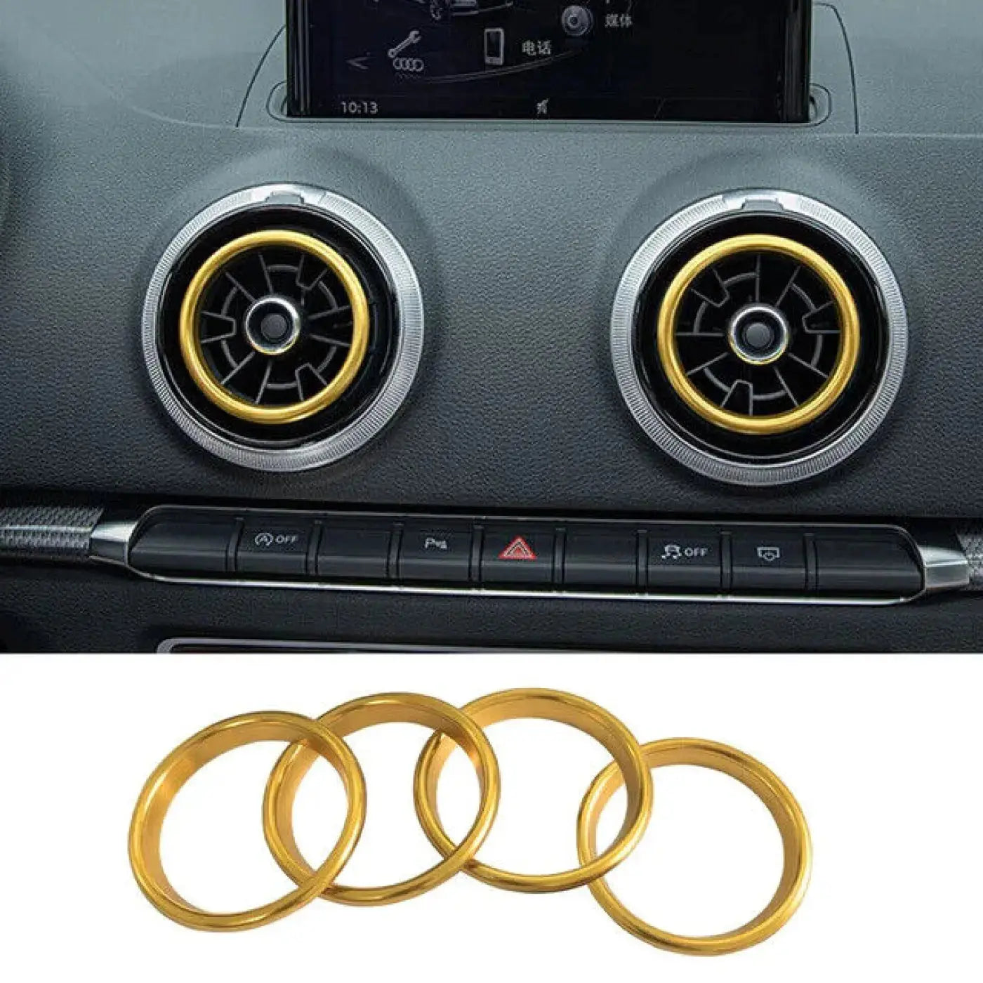Audi A3 S3 8V Heater Air Vent A/C Ring Trim Surround Yellow 2013-2019 Pack Of 4
