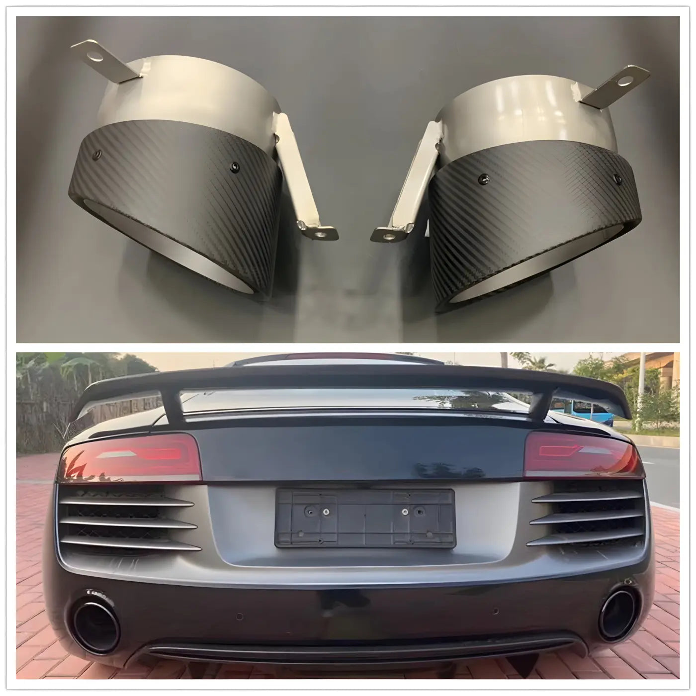 Audi R8 2010-2015 Muffler Exhaust Tips Carbon Metal Outlets Body Kits & Performance 2