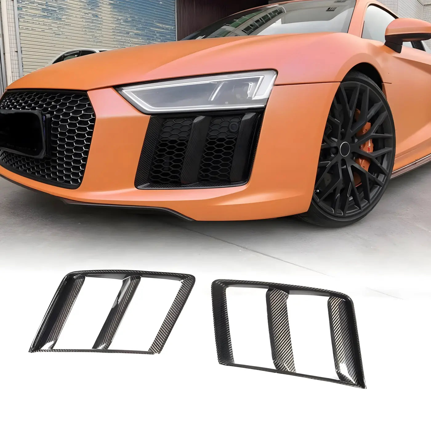 Audi R8 Carbon Fiber Fog Light Grille Trim (2016-2018) Body Kits & Performance 4