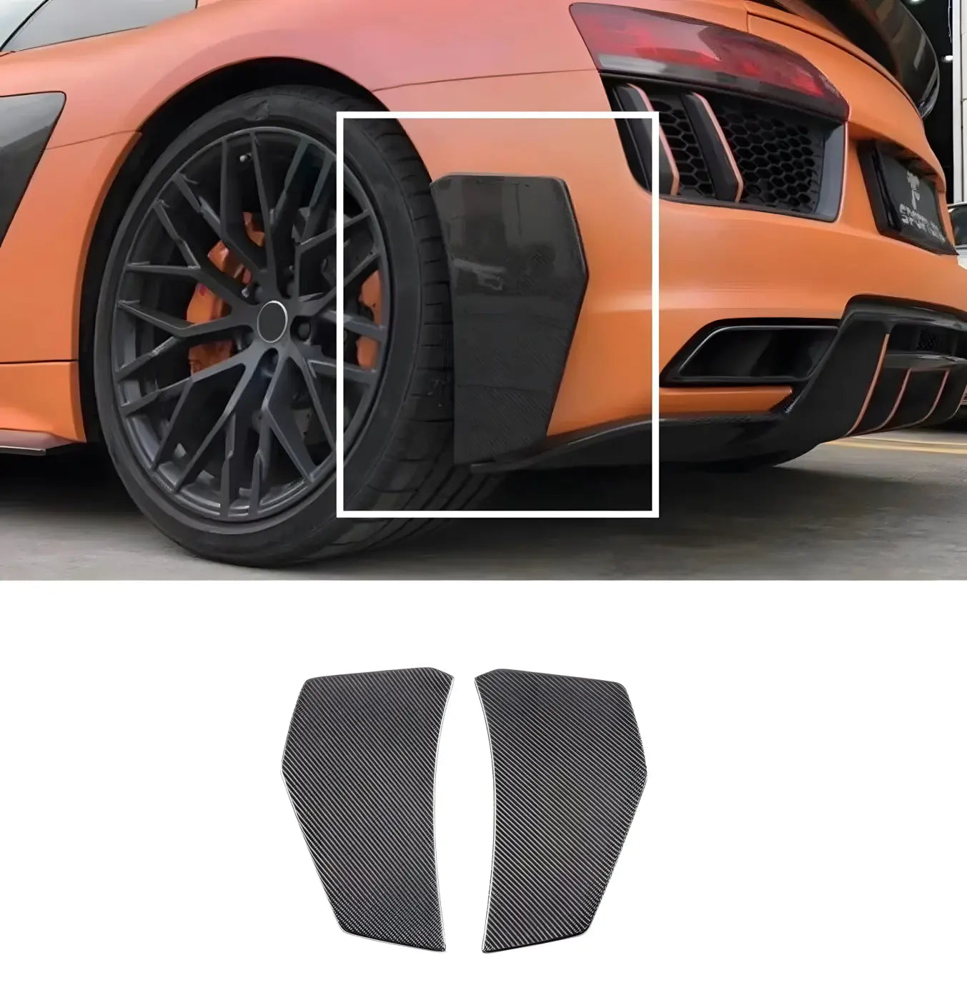 Audi R8 Coupe/Convertible Carbon Fiber Rear Side Bumper Splitter Cover Trims (2016-2018) Body Kits & Performance 4