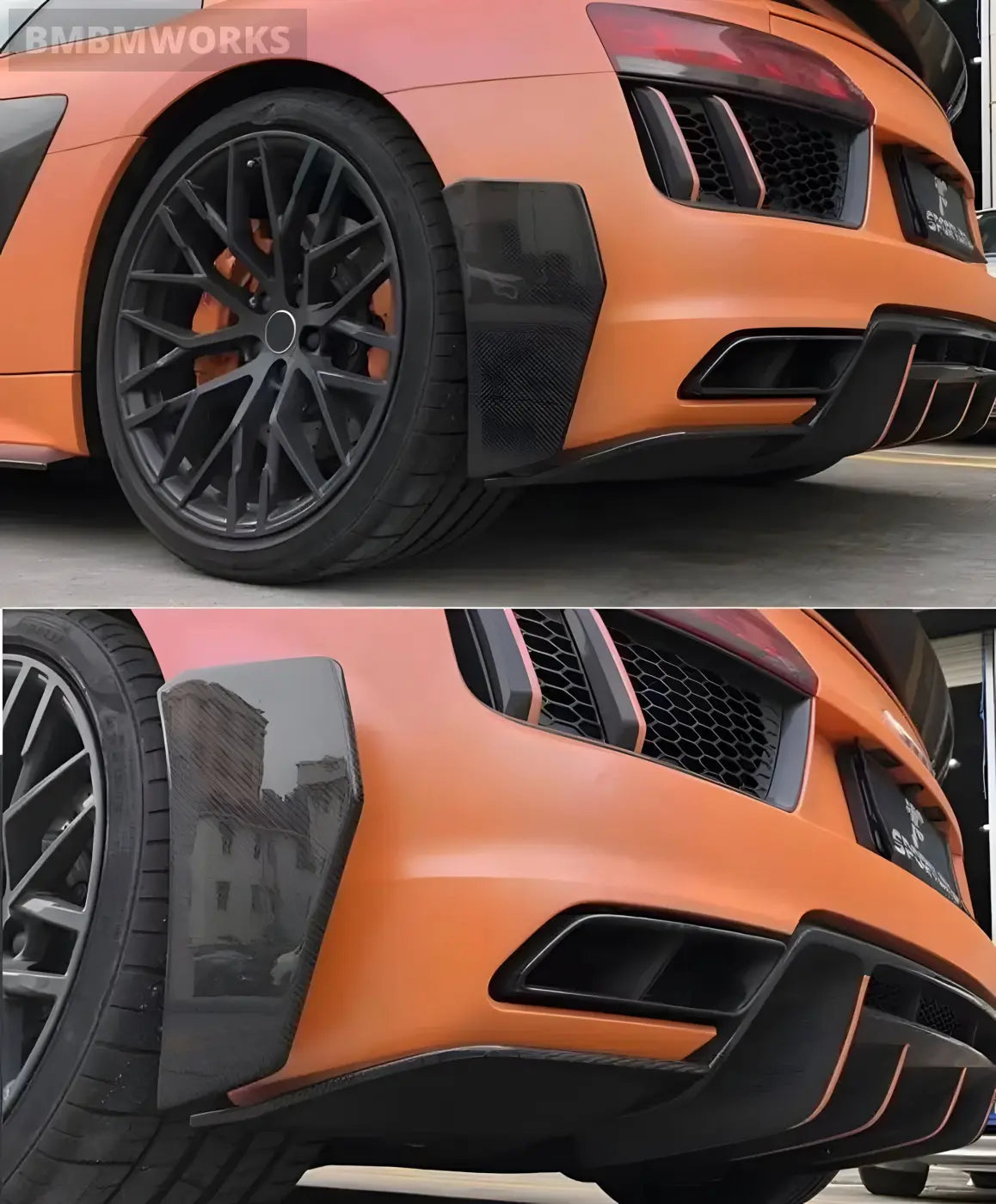 Audi R8 Coupe/Convertible Carbon Fiber Rear Side Bumper Splitter Cover Trims (2016-2018) Body Kits & Performance 4