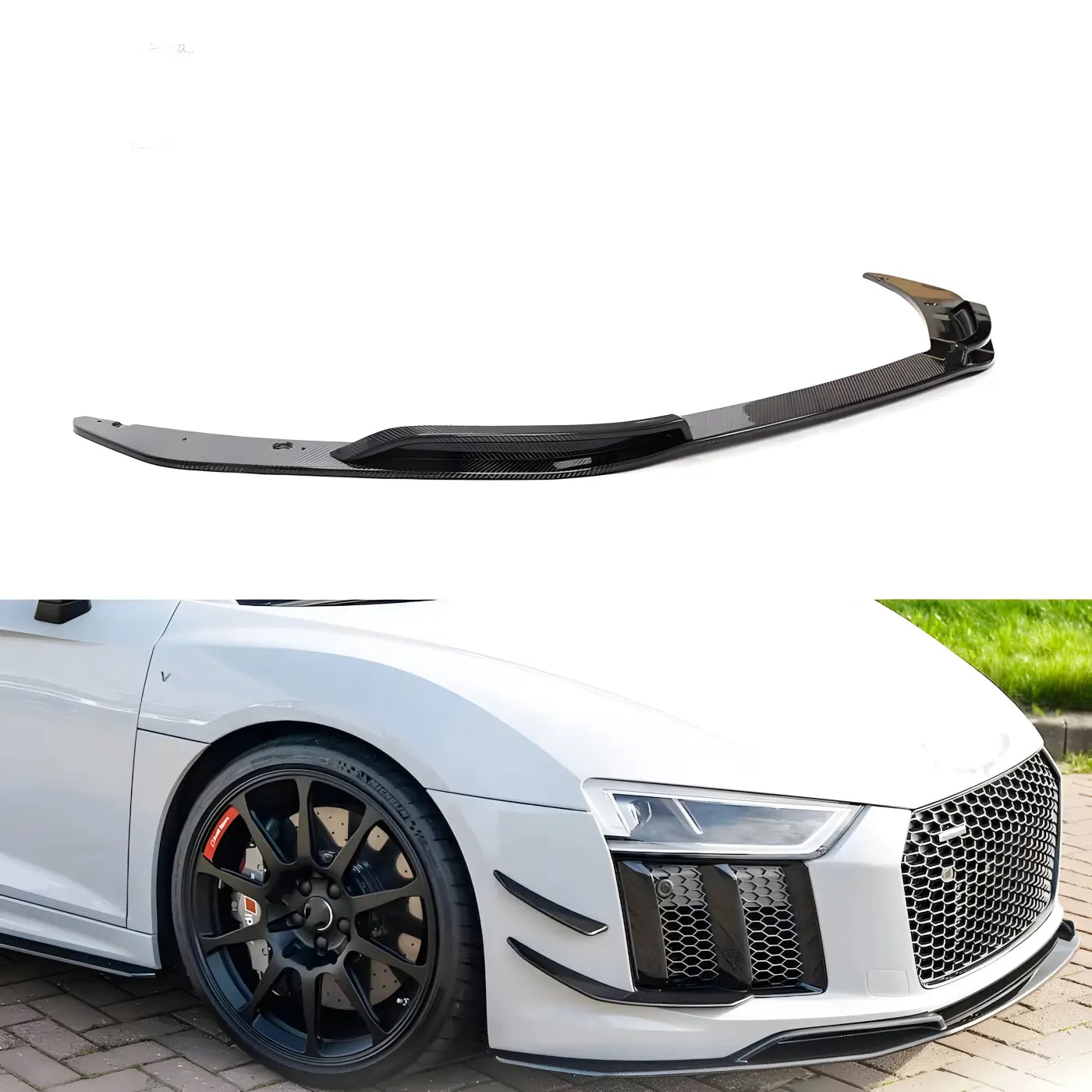 Audi R8 Gen 2 V10 Coupe 3-Piece Carbon Fiber Front Spoiler Splitter Set (2016–2018) Body Kits & Performance 2