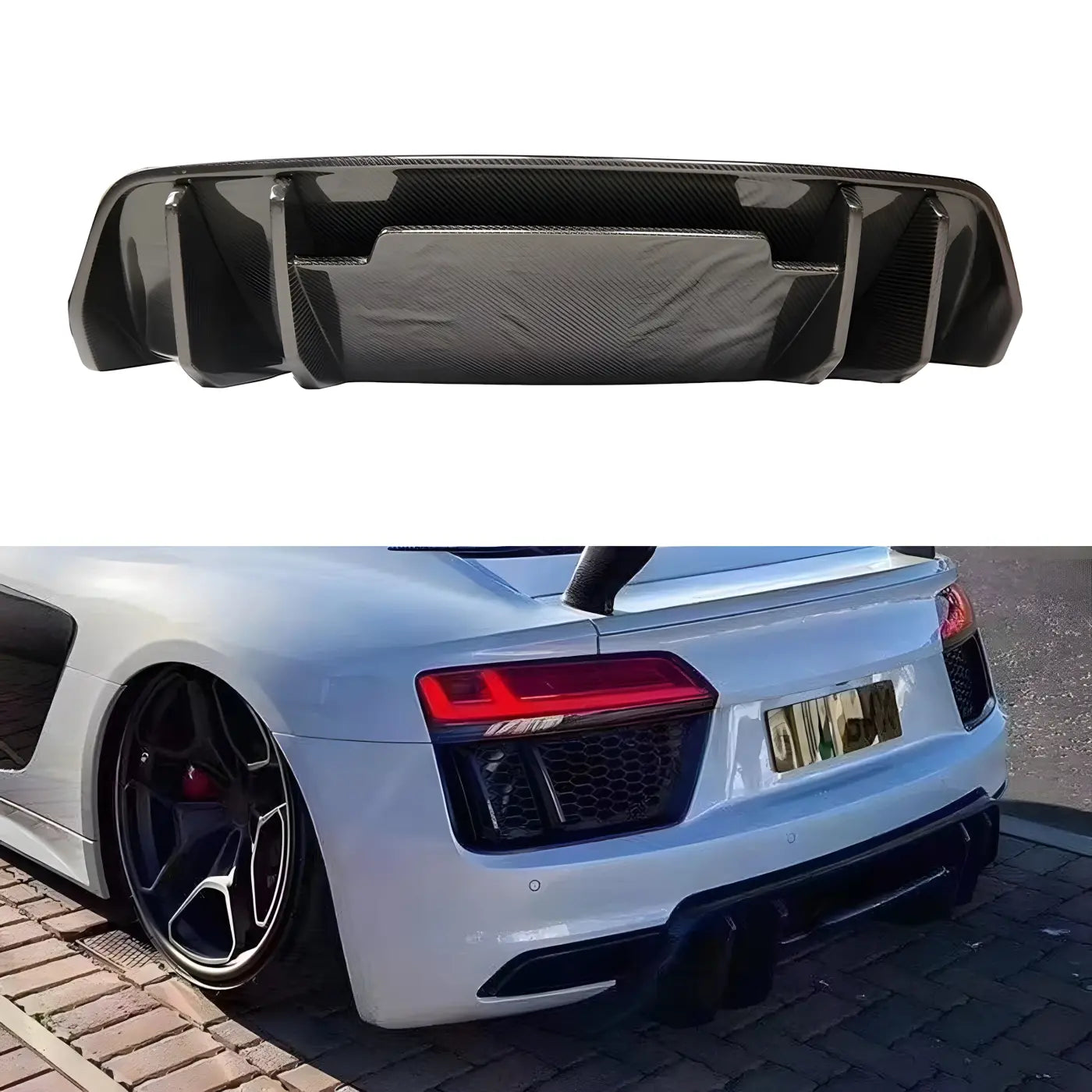 Audi R8 V10 Carbon Fiber Rear Lip Bumper Shovel Diffuser Modification Body Kit (2017-2019) Body Kits & Performance 2