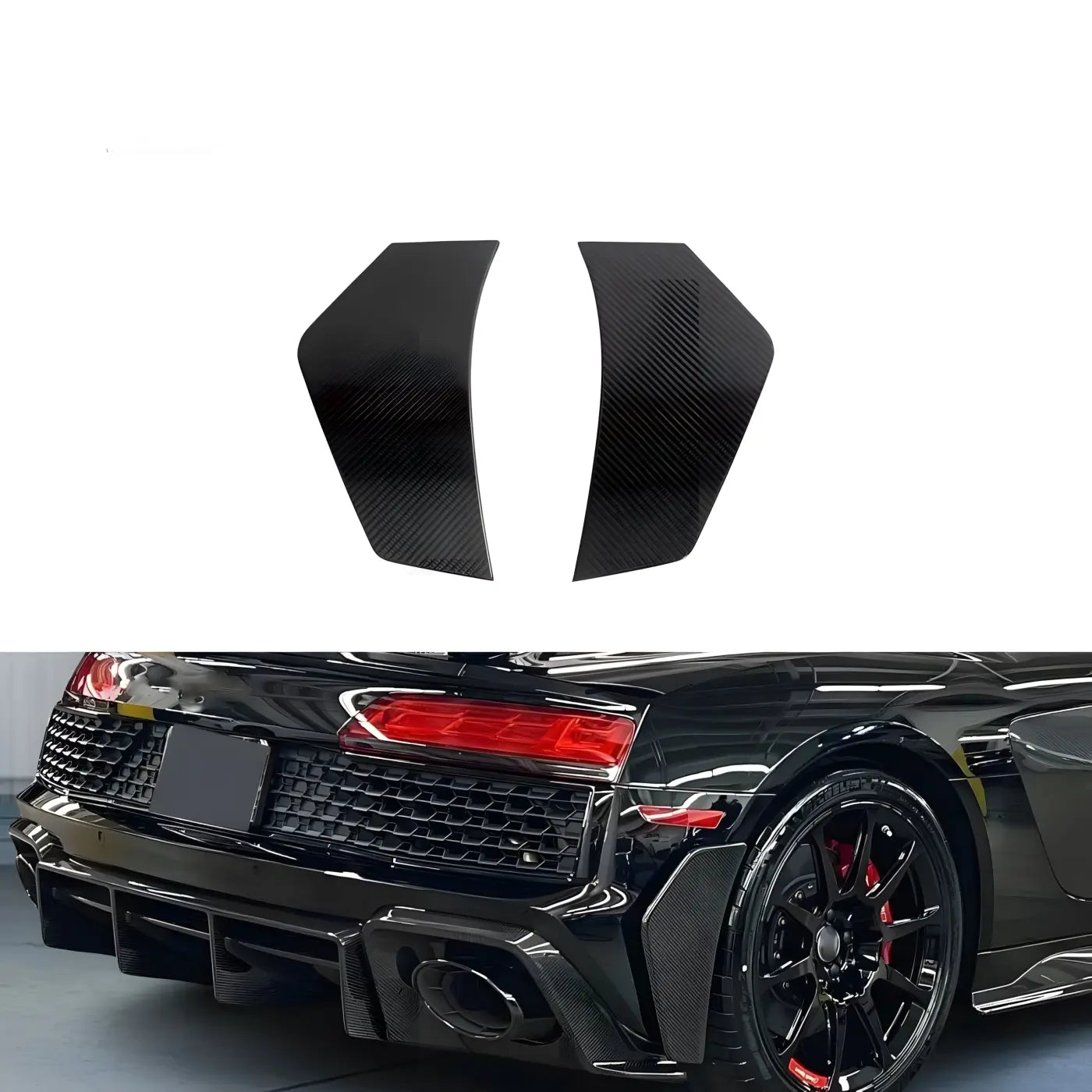 Audi R8 V10 Coupe 2-Door Carbon Fiber Rear Bumper Splitter Canards (2023) Body Kits & Performance 2