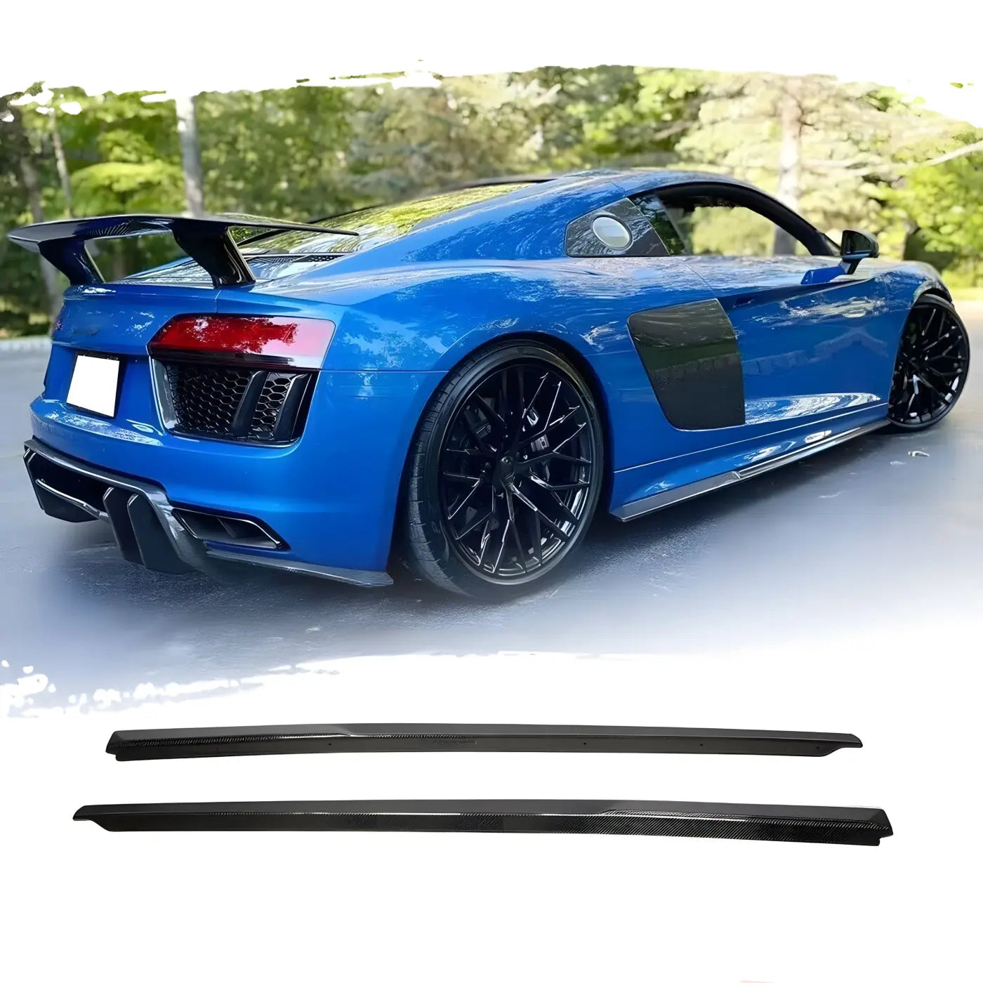 Audi R8 V10 Coupe Carbon Fiber Side Skirts Lip Extensions Body Kit (2016-2018) Body Kits & Performance 4