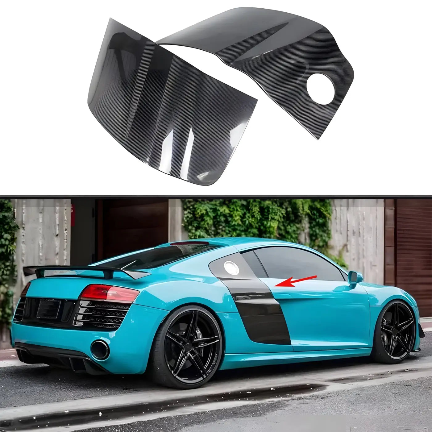 Audi R8 V8/V10 Carbon Fiber Side Door Fender Trim Cover Body Kit (2008-2015) Body Kits & Performance 2