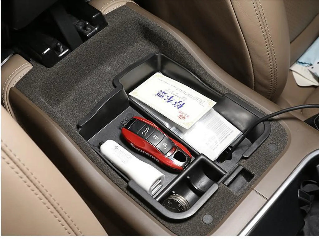 Black Abs Interior Center Console Armrest Storage Box Porsche Cayenne 2011-2020