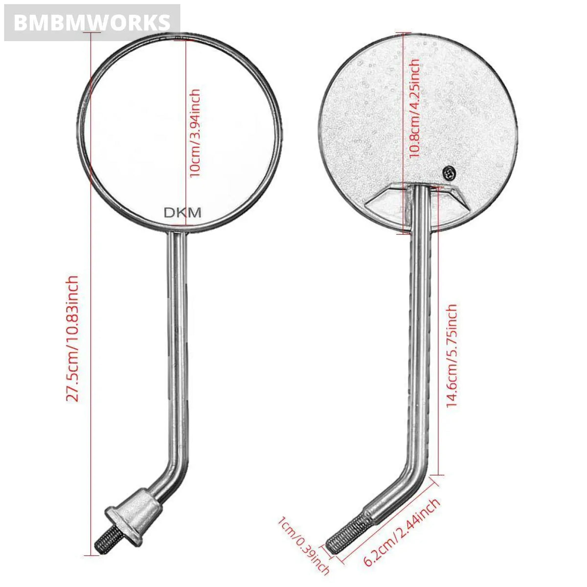 Black Round Motorcycle Rearview Mirrors 10Mm Sym Kymco Vespa Motorbikes Scooter