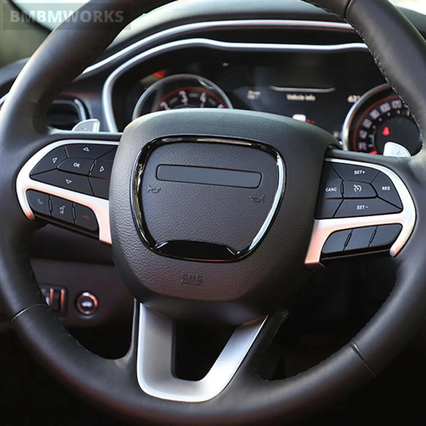 Black Steering Wheel Panel Moulding Trim Frame Cover Dodge Challenger 2015-2019
