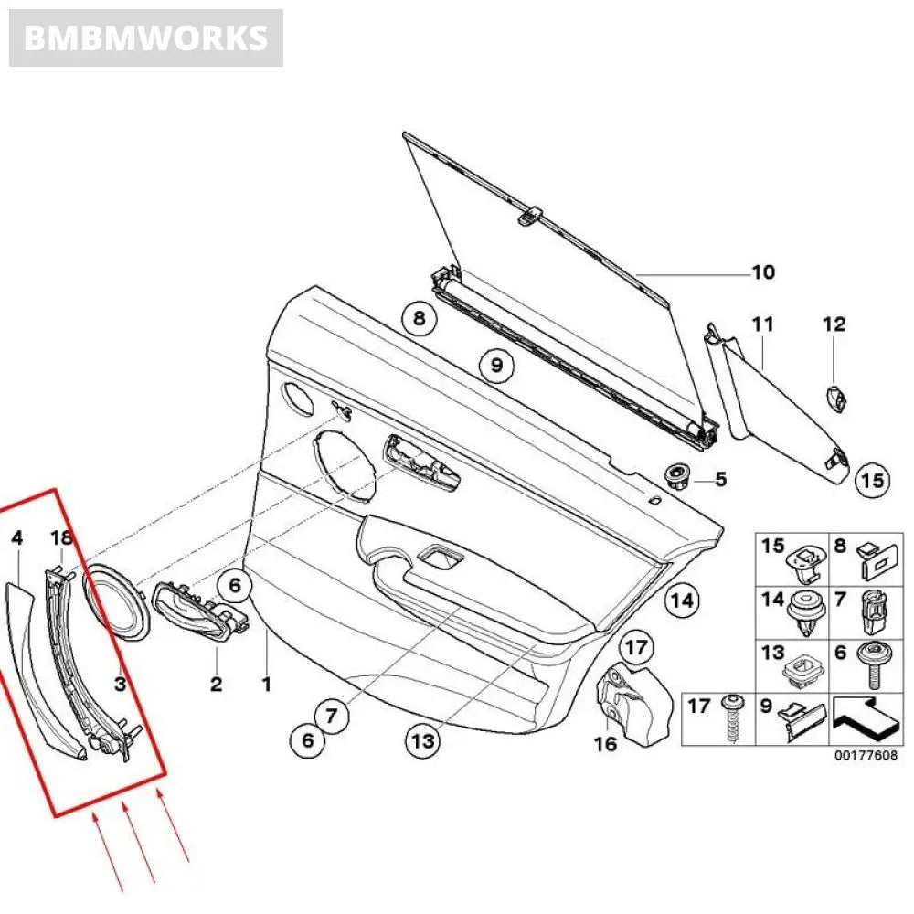 Bmw 3Er Inner Handle Interior Door Pull Trim Gray Beige Black Left Right E90 E91