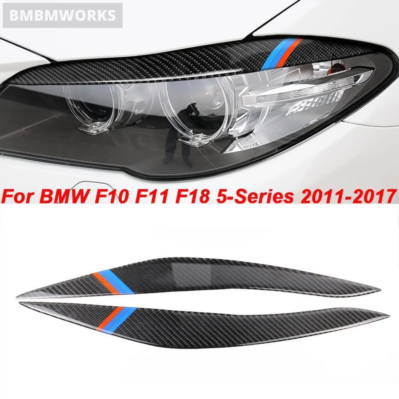 Bmw F10 F11 F18 5 Series 2011-2017 Styling Carbon Fiber Headlights Eyebrows