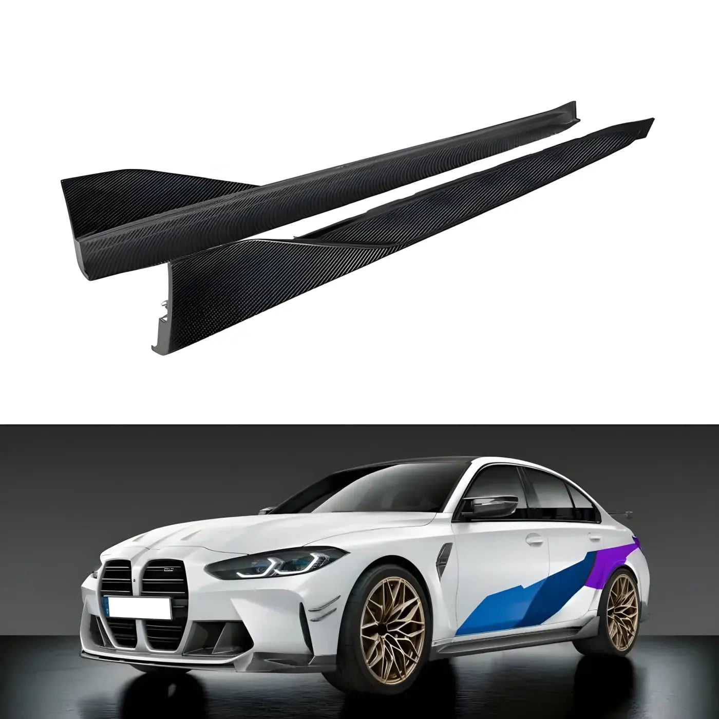 BMW G80 M3 / G82 M4 MP Style Carbon Fiber Side Skirts Rocker Panel (2020-2021) Body Kits & Performance 2