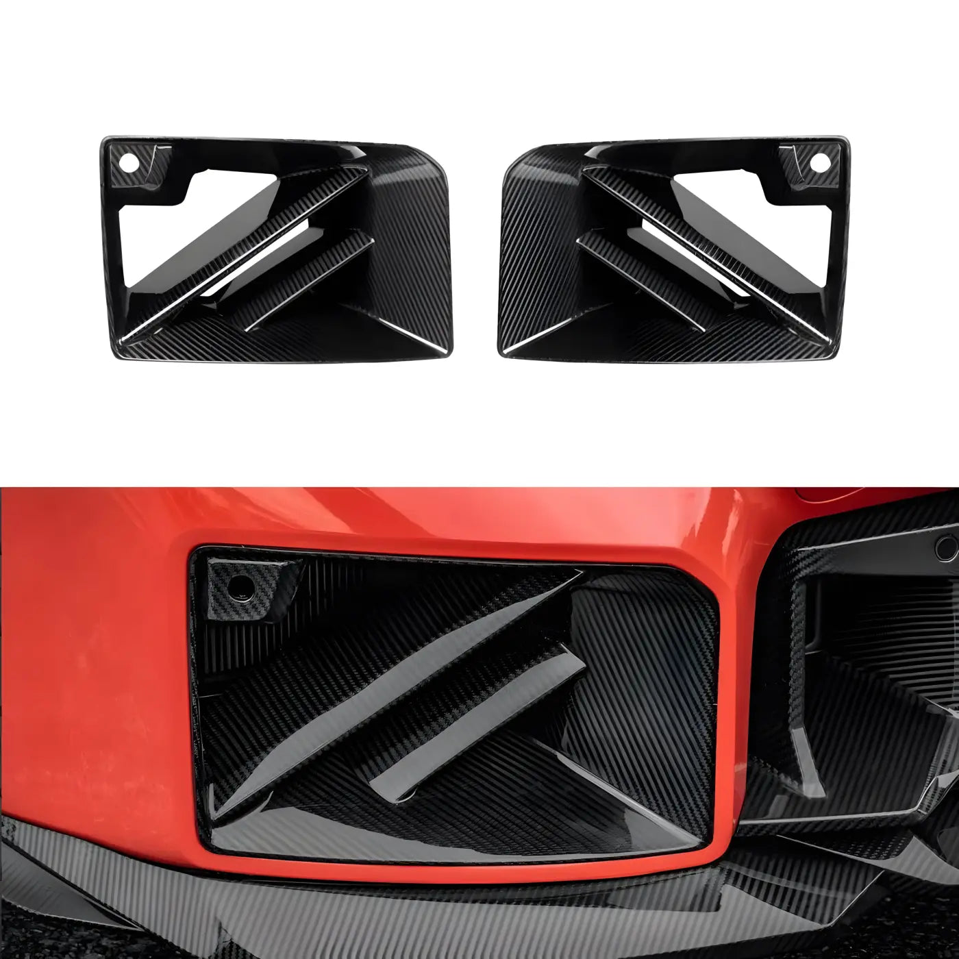 BMW G87 M2 Carbon Fiber Front Bumper Air Inlet / Fog Light Grill Duct Body Kits & Performance 2