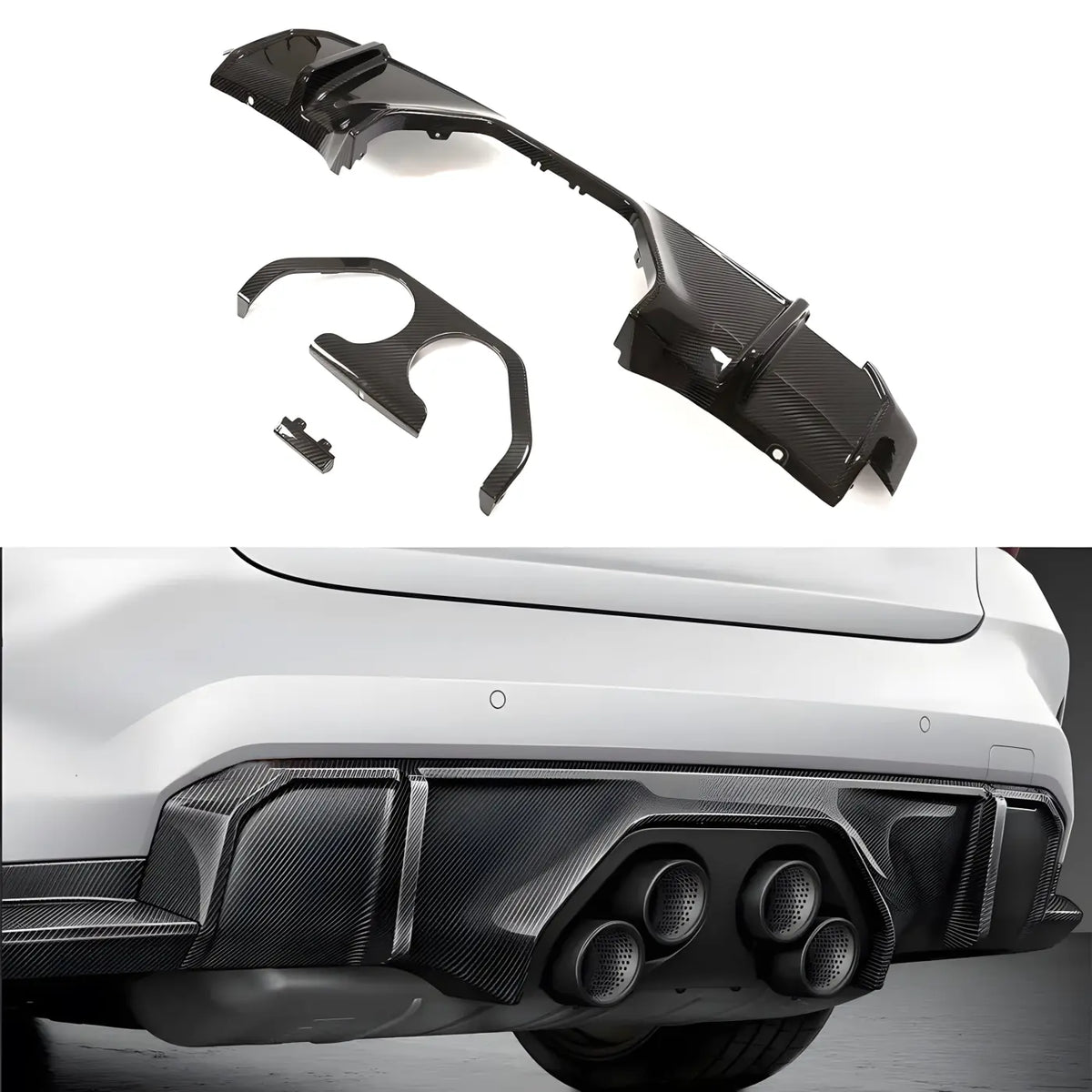 BMW M3/M4 G80 G82 G83 Dry Carbon Fiber Rear Lip Bumper Spoiler and Rear Diffuser Trim (2021-2024) Body Kits &
