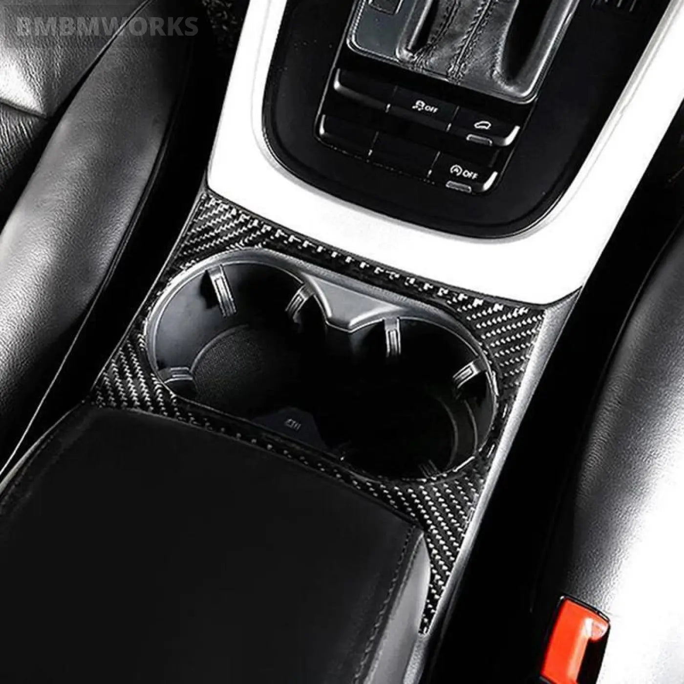 Carbon Fiber Center Console Cup Holder Frame Cover Trim Audi Q5 2010-2016