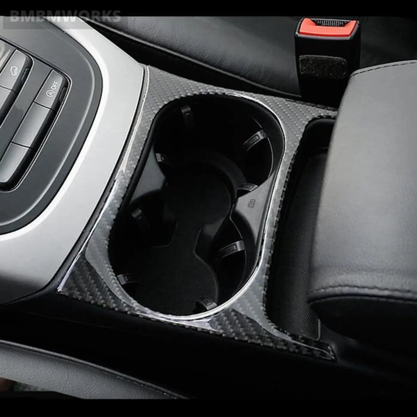 Carbon Fiber Center Console Cup Holder Frame Cover Trim Audi Q5 2010-2016