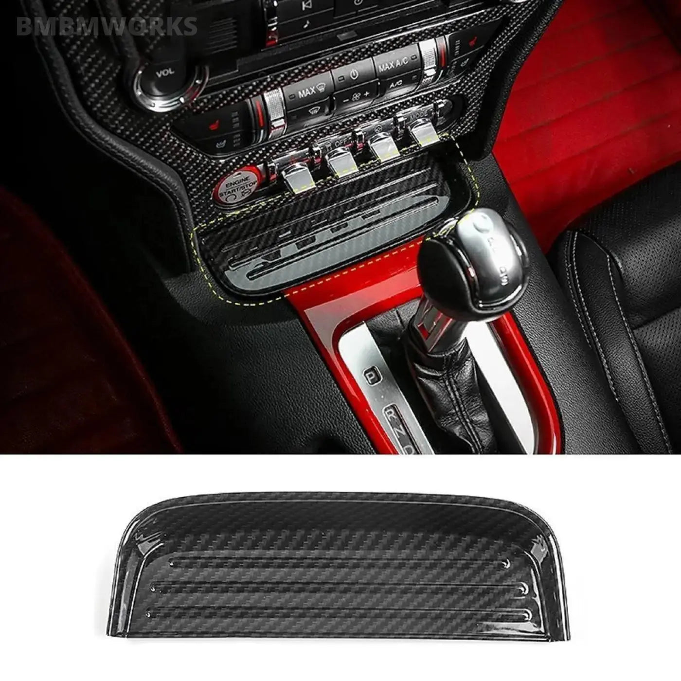 Carbon Fiber Coin Tray Storage Pad Panel Trim Ford Mustang 2015+