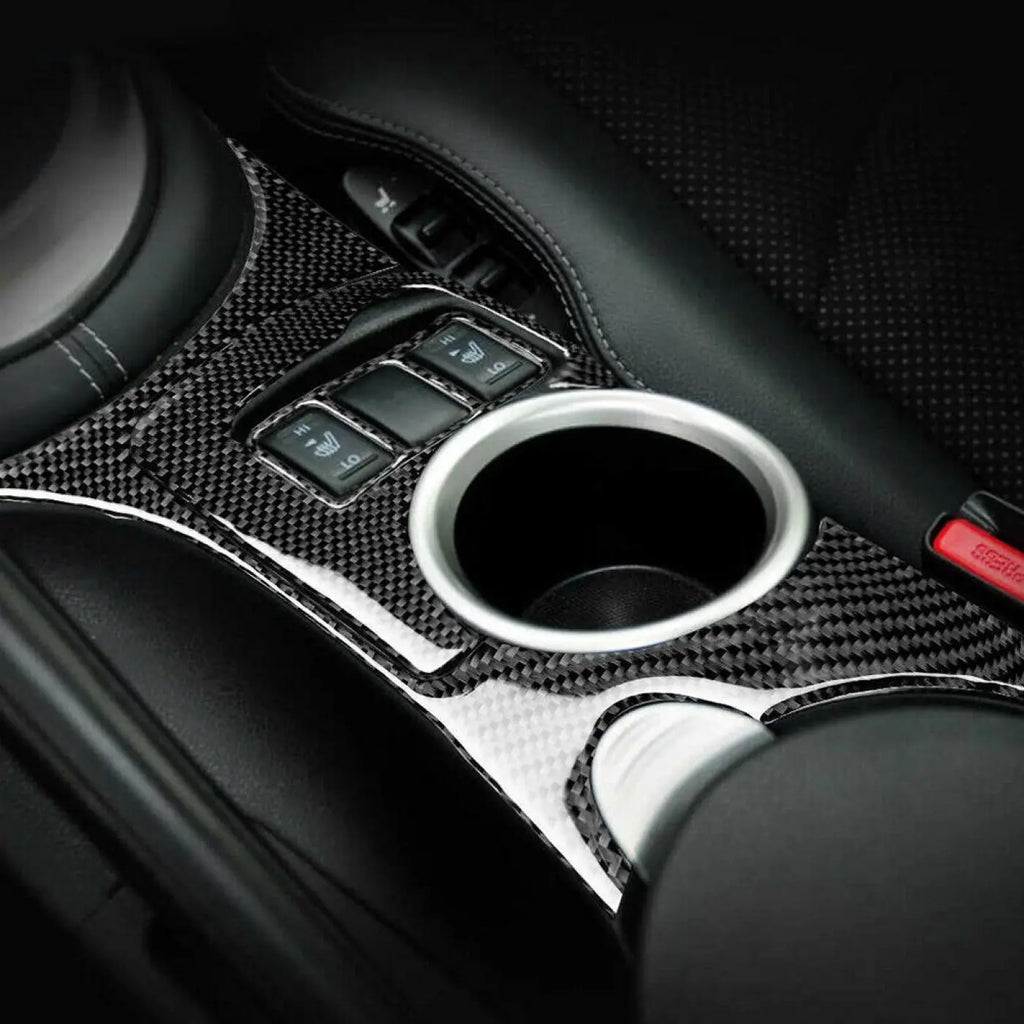 Carbon Fiber Cup Holder Panel Interior Accessories Trim For Nissan 370Z 2009-20