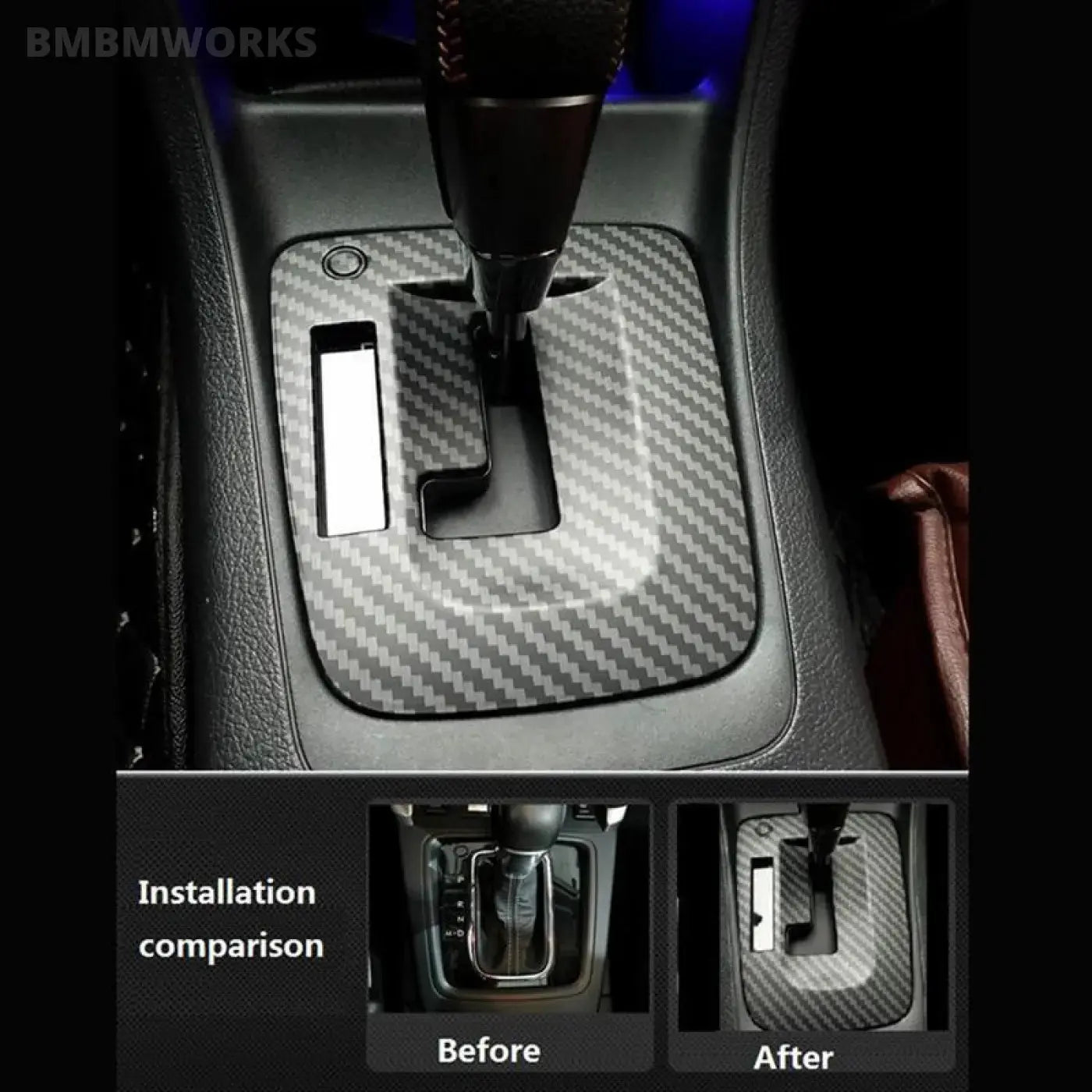 Carbon Fiber Gear Shift Knob Panel Frame Cover Trim Subaru Xv 2012-2014