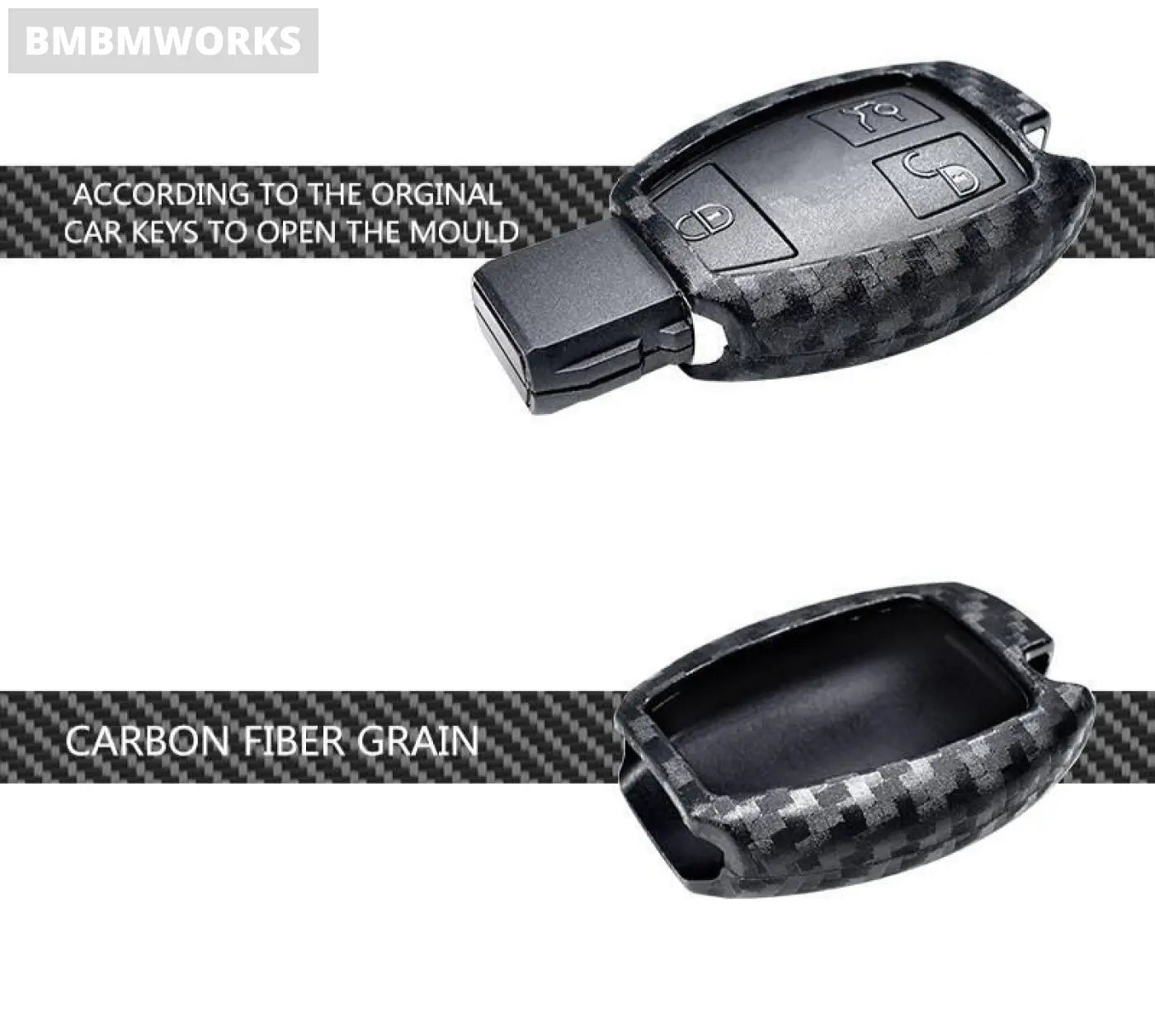 Carbon Fiber Key Shell Cover Case Mercedes Benz Cla Cls R350 C200 C180 E260