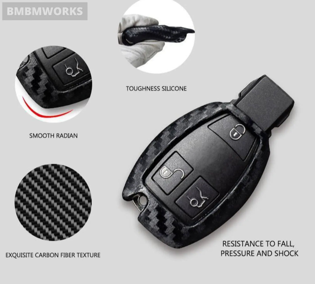 Carbon Fiber Key Shell Cover Case Mercedes Benz Cla Cls R350 C200 C180 E260