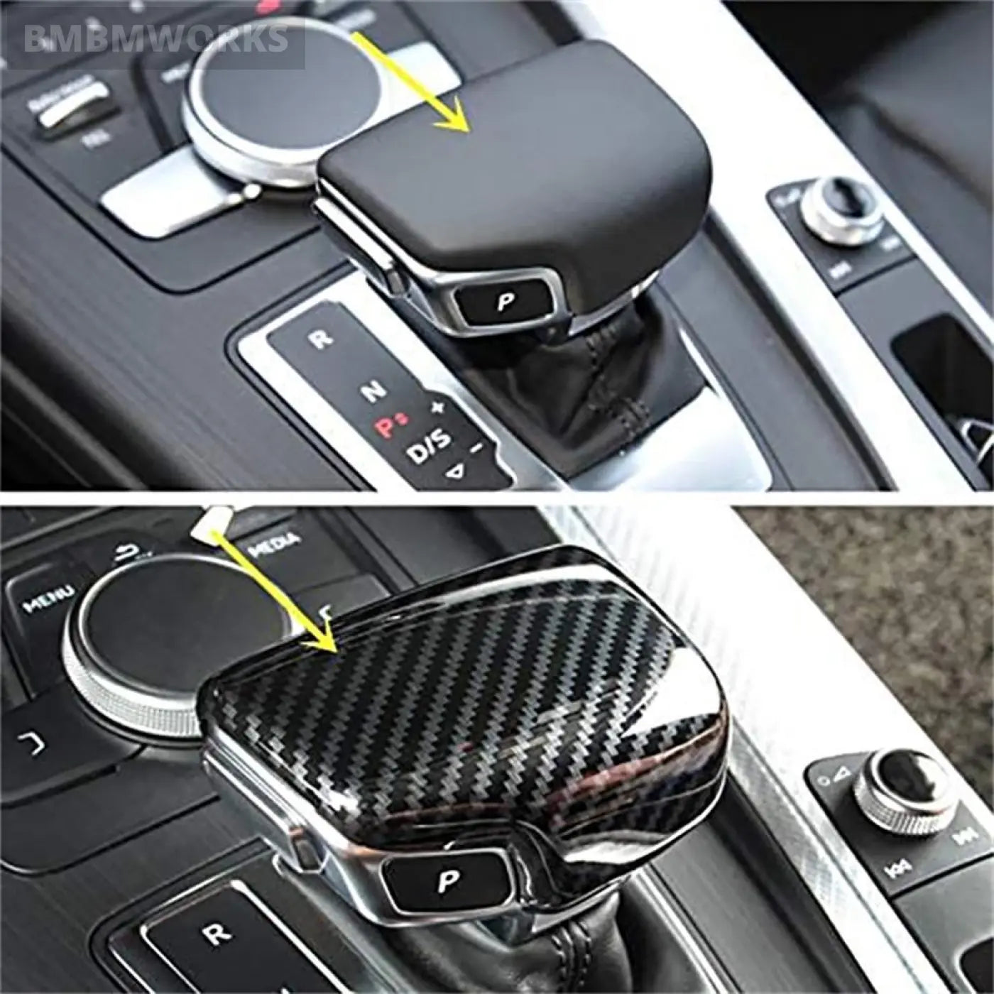 Carbon Fiber Look Gear Shift Knob Cover Trim Audi A4 S4 A5 S5 Q5 Q7 B9 Lhd