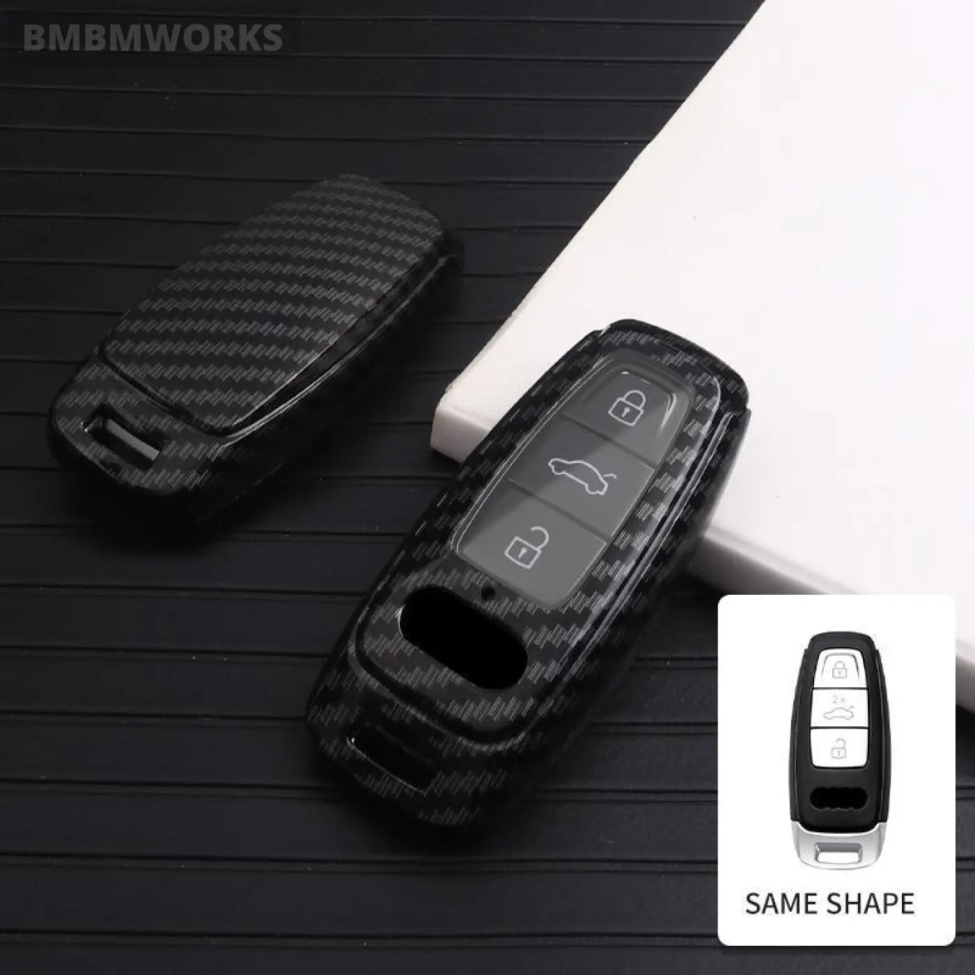 Carbon Fiber Tpu Remote Key Cover For Audi A3 A6 A7 A8L D5 C8 Q4 E-Tron Q7 Q8