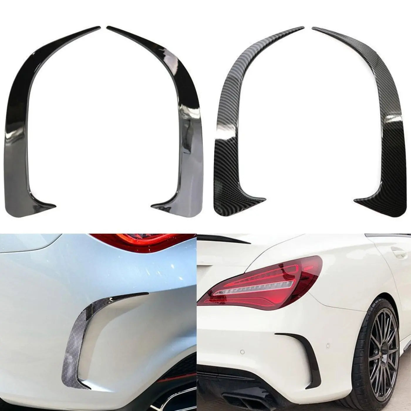 Carbon Rear Bumper Vent Canards Diffusers Mercedes-Benz W117 Cla 200 250 45 Amg