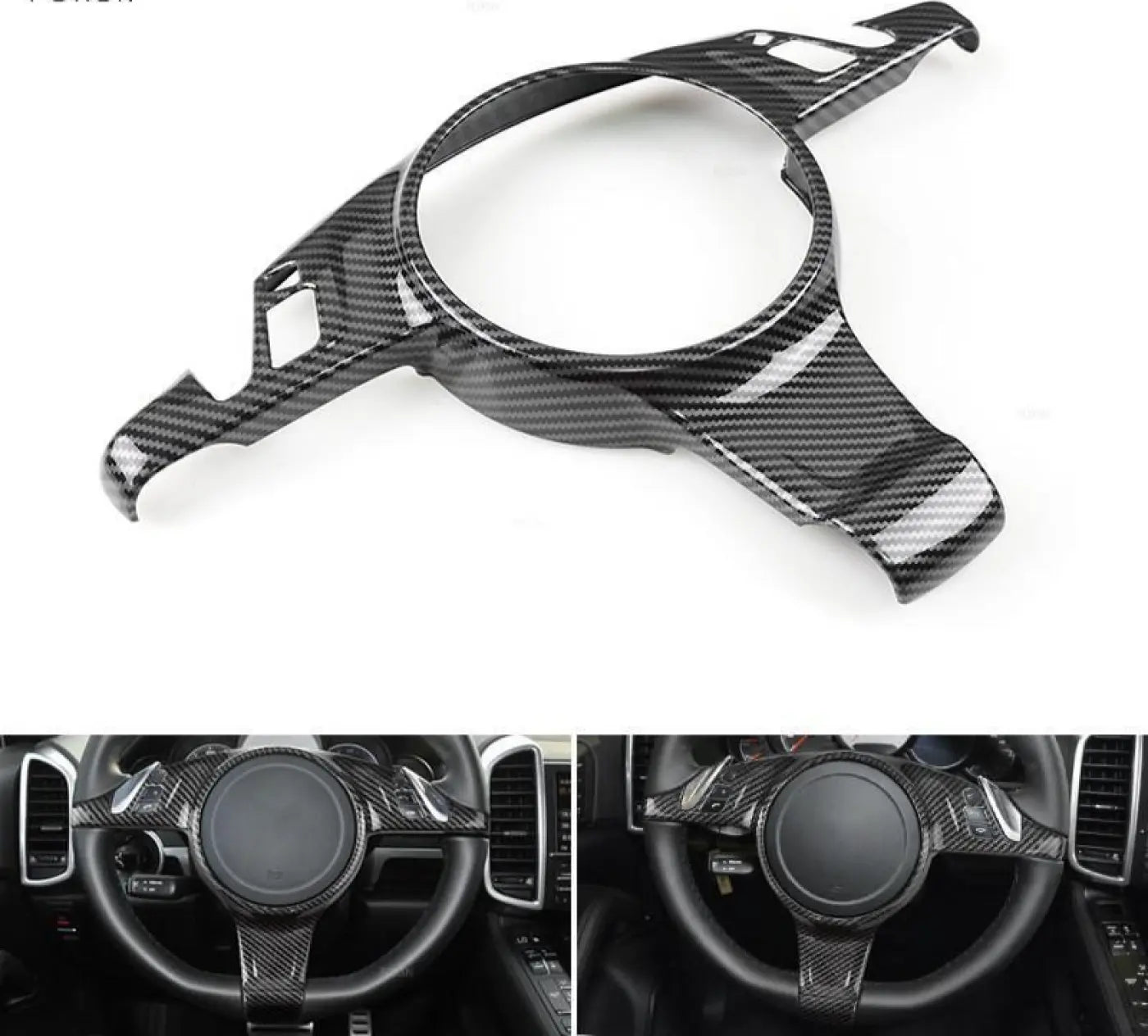 Carbon Texture Steering Wheel Panel Frame Cover Porsche Cayenne 2011- 2017
