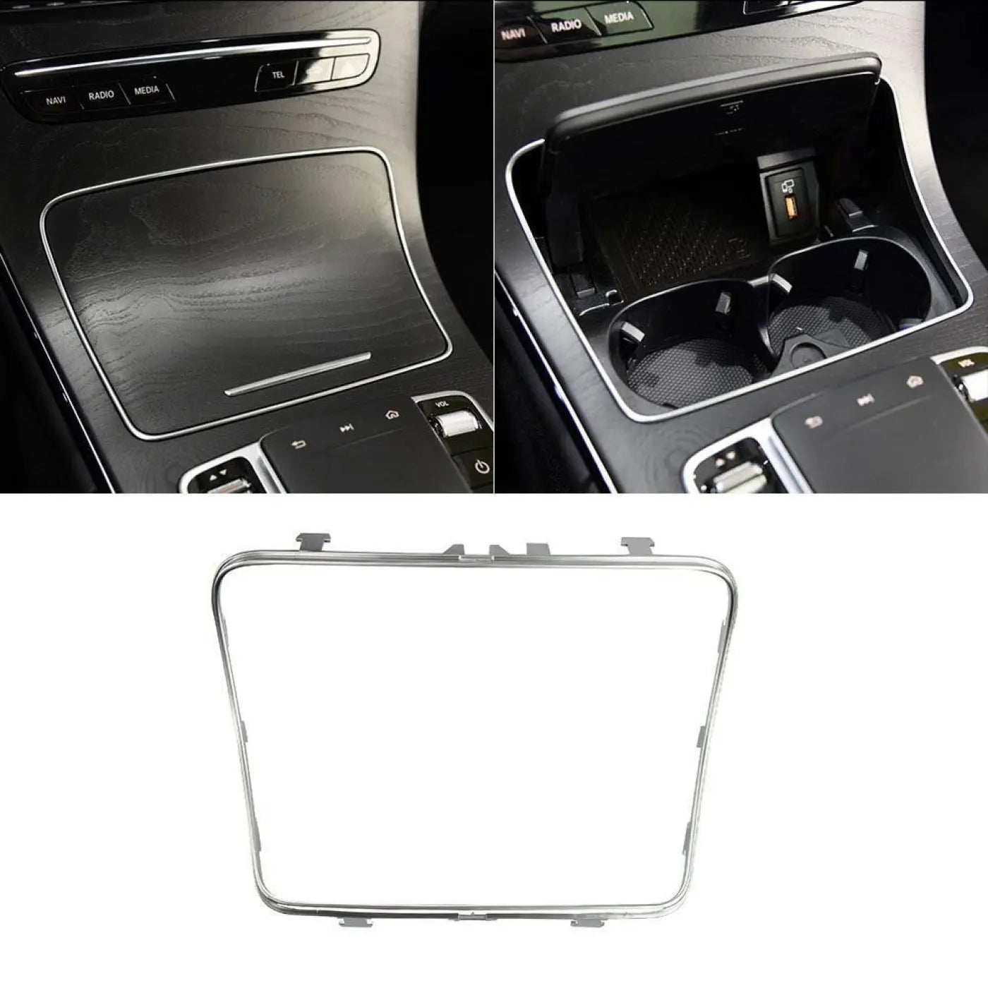 Center Console Ashtray Cup Holder Silver Chrome Strip Trim Frame Mb W253 W205