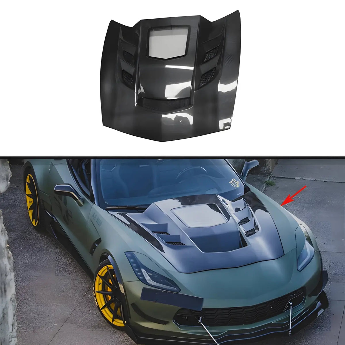 Chevrolet Corvette C7 Front Bumper with Engine Hood Bonnet Vent Body Kit (2014-2018) Body Kits & Performance 2