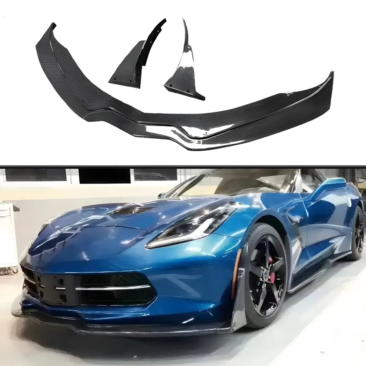 Chevrolet Corvette C7 Z06 Front Bumper Splitter & Chin Spoiler Diffuser Body Kit (2014-2019) Body Kits & Performance 2