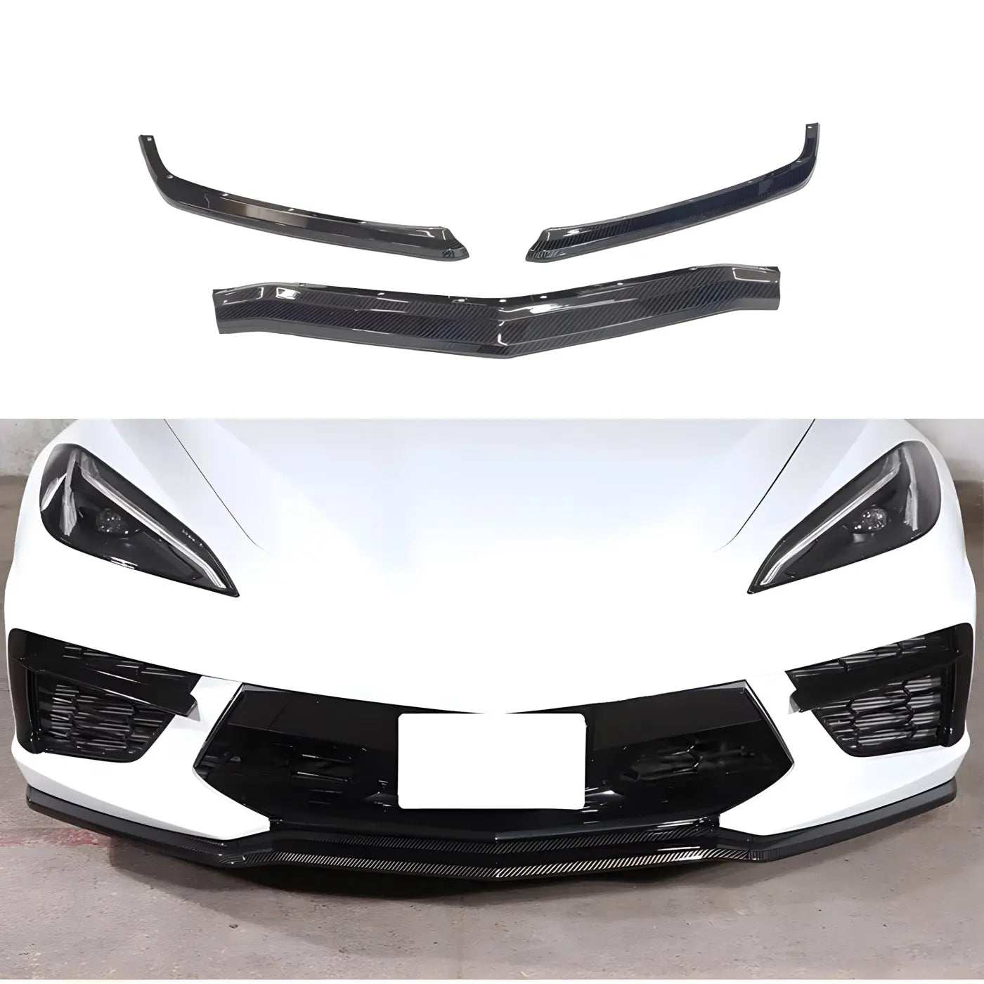 Chevrolet Corvette C8 Carbon Fiber Front Bumper Splitter Front Lip Chin Spoiler Diffuser (2019 + ) Body Kits &