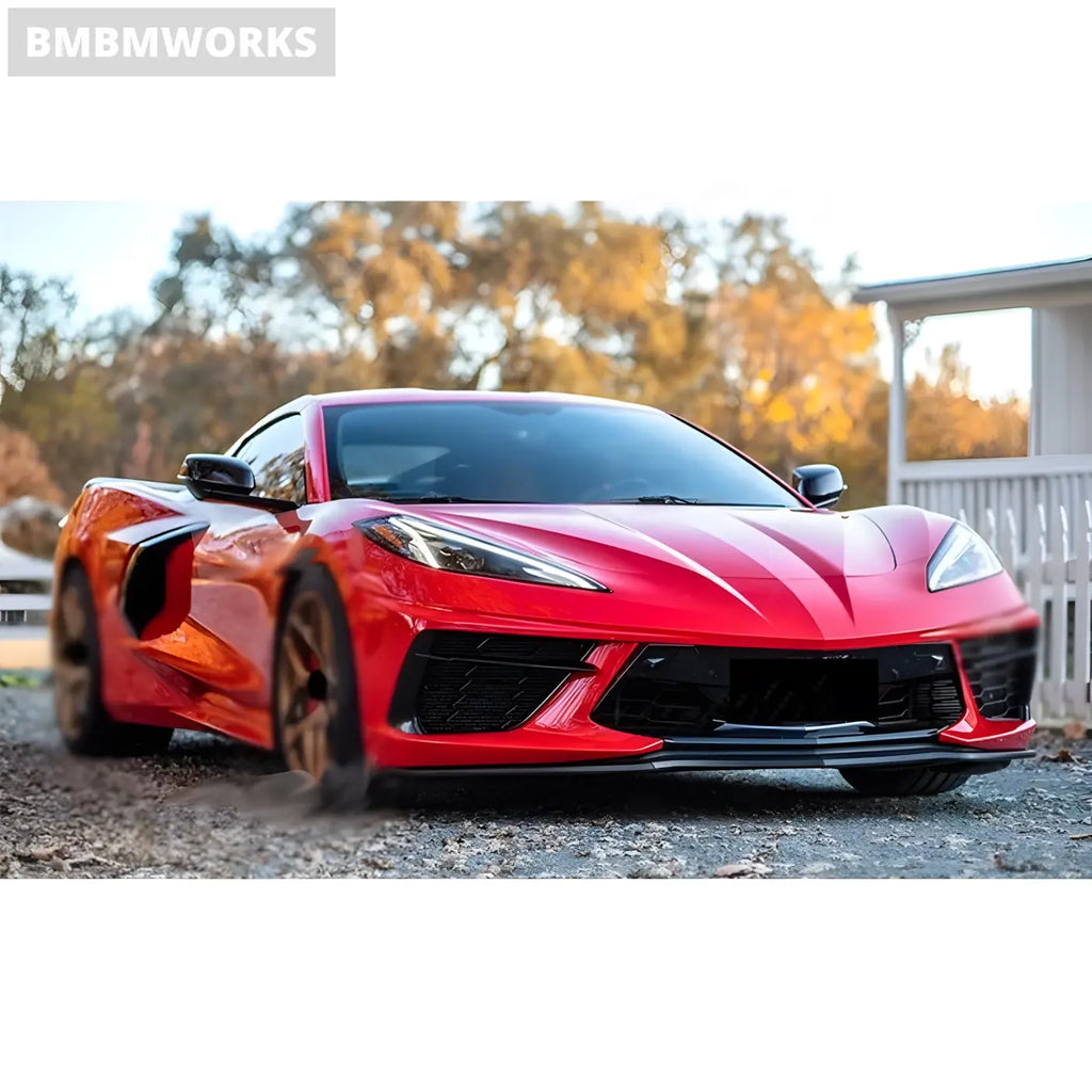 Chevrolet Corvette C8 Carbon Fiber Front Bumper Splitter Front Lip Chin Spoiler Diffuser (2019 + ) Body Kits &