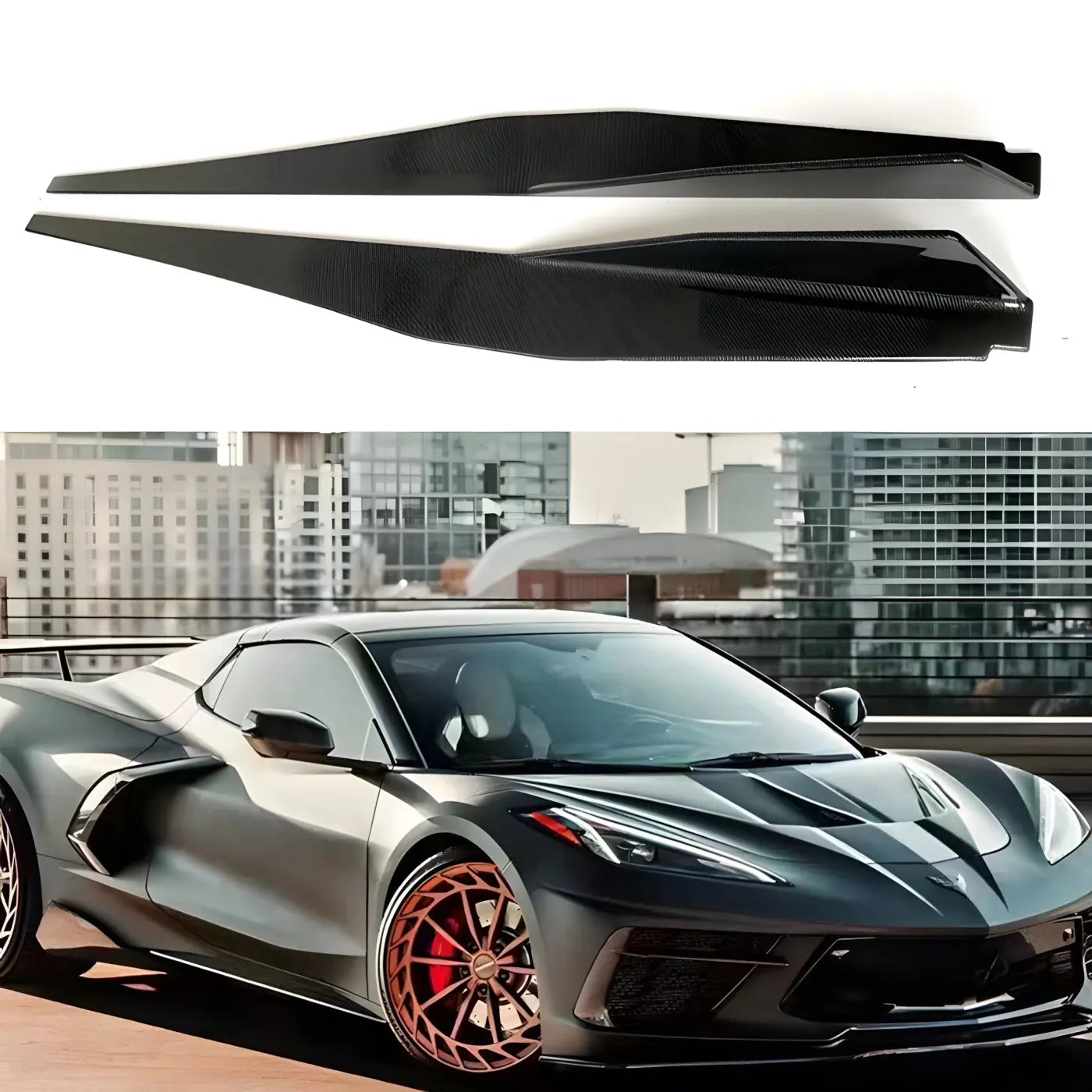 Chevrolet Corvette C8 Z06 Carbon Fiber Side Skirt Splitters with Winglets (2020 + ) Body Kits & Performance 2
